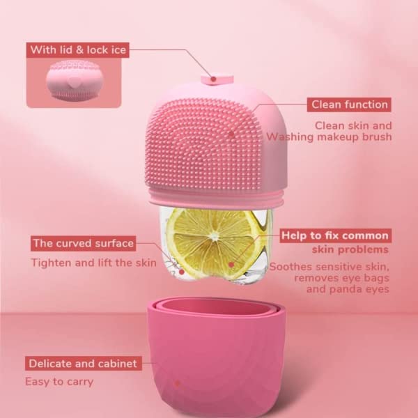 Navya Export 3-in-1 Facial Ice Roller & Skin Scrubber Set with Makeup Brush Cleaner - Cooling Face Massager for Glowing Skin (Multicolor) | Perfect for At-Home Spa, Skincare Routine & Makeup Brush Maintenance
