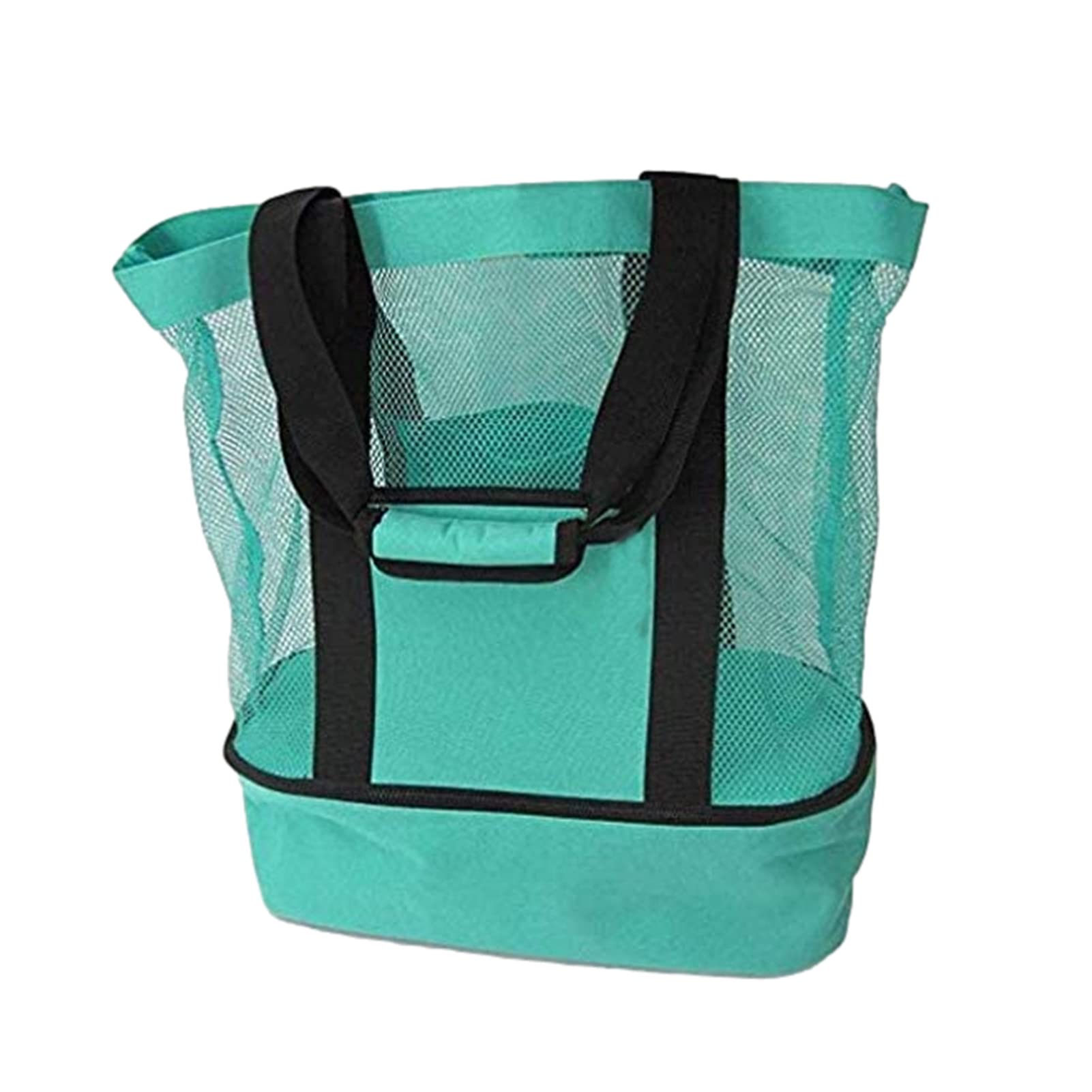 Double-Layer Insulated Picnic Cooler Bag - Green Mesh Beach Cooler for Food & Drinks Storage | Perfect for Outdoor Picnics, Beach Trips & Camping