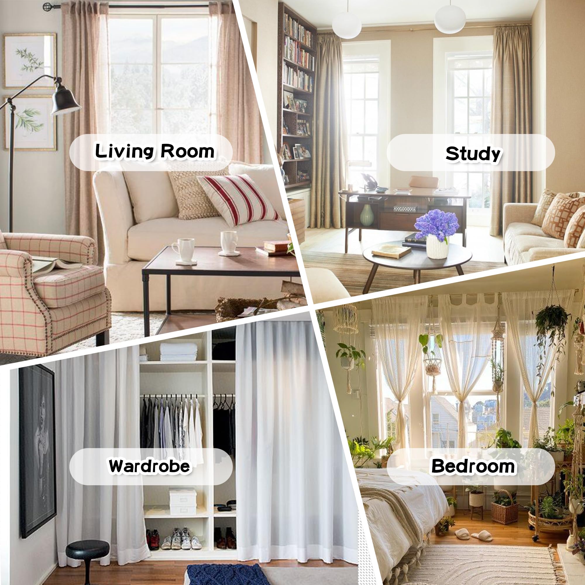 MYSKY HOME Orange Sheer Curtains 95 Inches Long - Grommet Top Blackout Window Panels 52