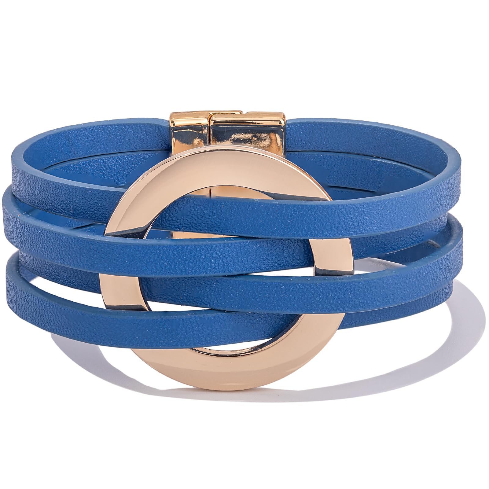 Stylish Boho Braided Leather Wrap Bracelet with Magnetic Clasp - Stackable Layered Cuff Bracelet for Women | Perfect for Casual Wear, Festivals & Layered Jewelry Looks