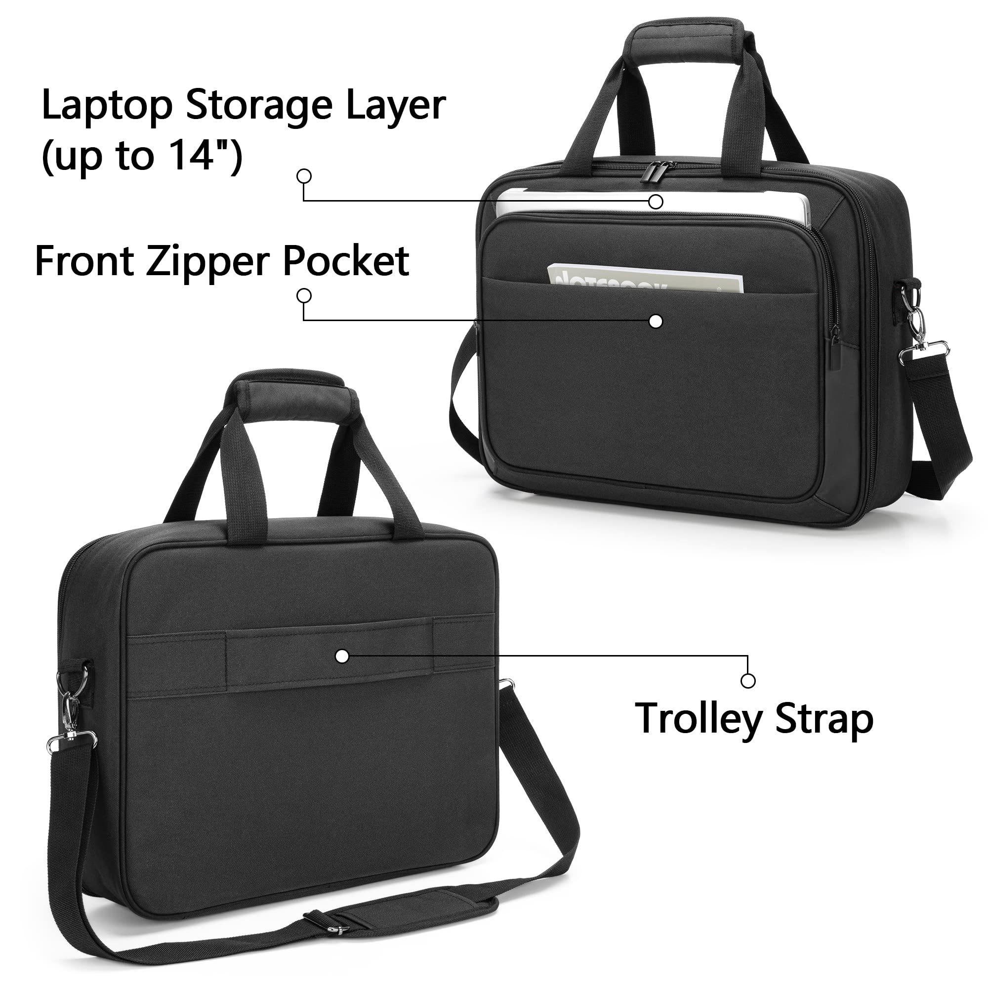 Samdew Portable Printer Carrying Case - Compatible with HP Tango, Tango X, Officejet 250/200 - Travel Laptop Bag with Shoulder Strap & Trolley Handle (Fits 14