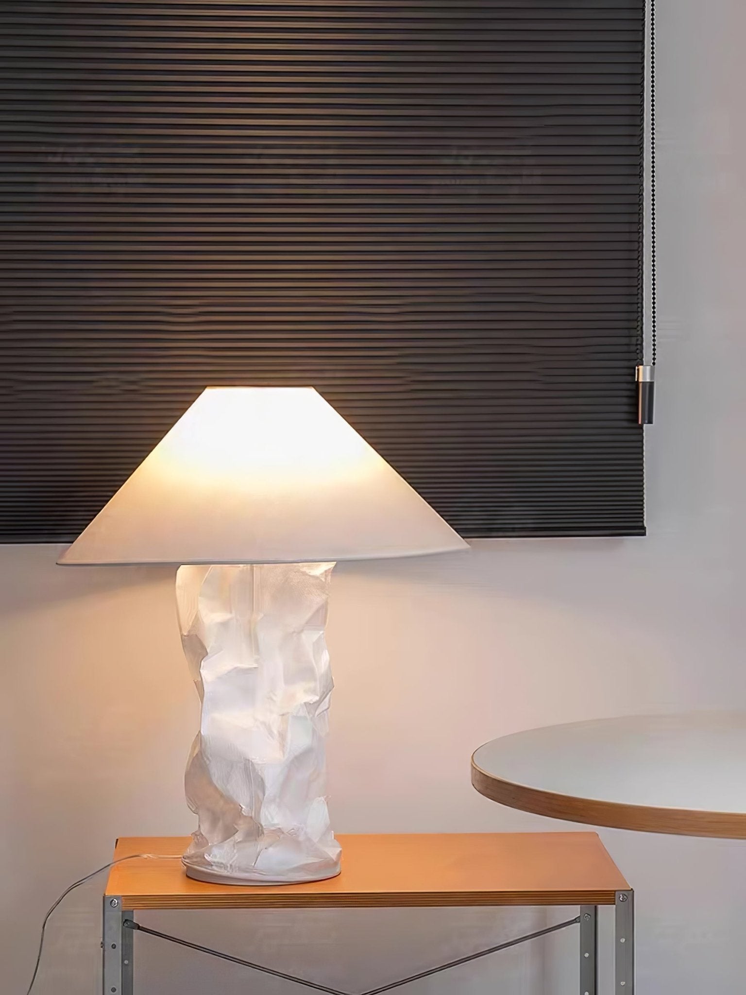 Crinkle Paper Table Lamp - Modern Decorative LED Light for Bedroom, Living Room & Office - Eco-Friendly Home Decor Gift Idea