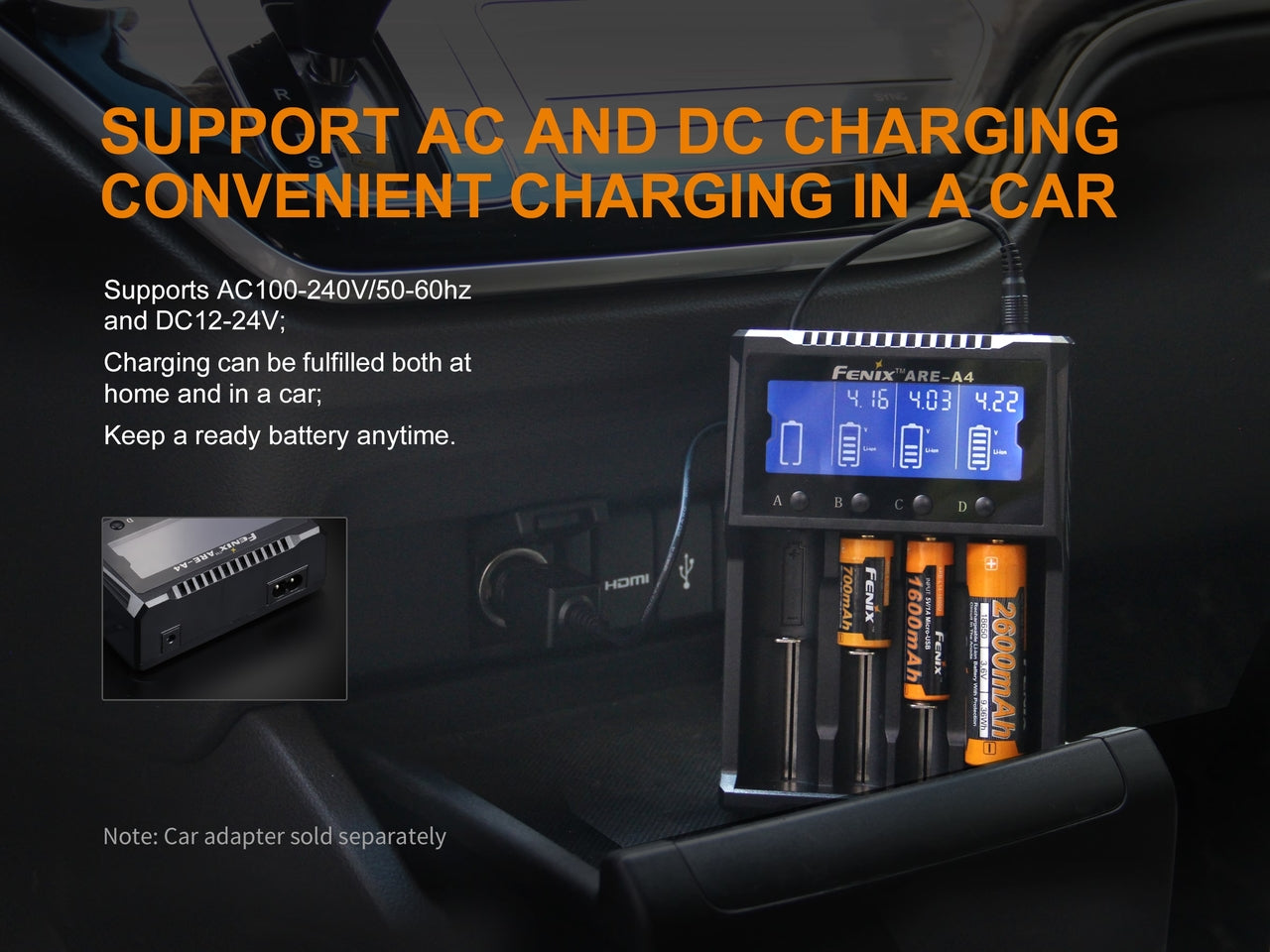 Fenix ARE A4 Universal Battery Charger for AA AAA NiMH NiCd - Perfect for Home, Travel, and Emergency Preparedness