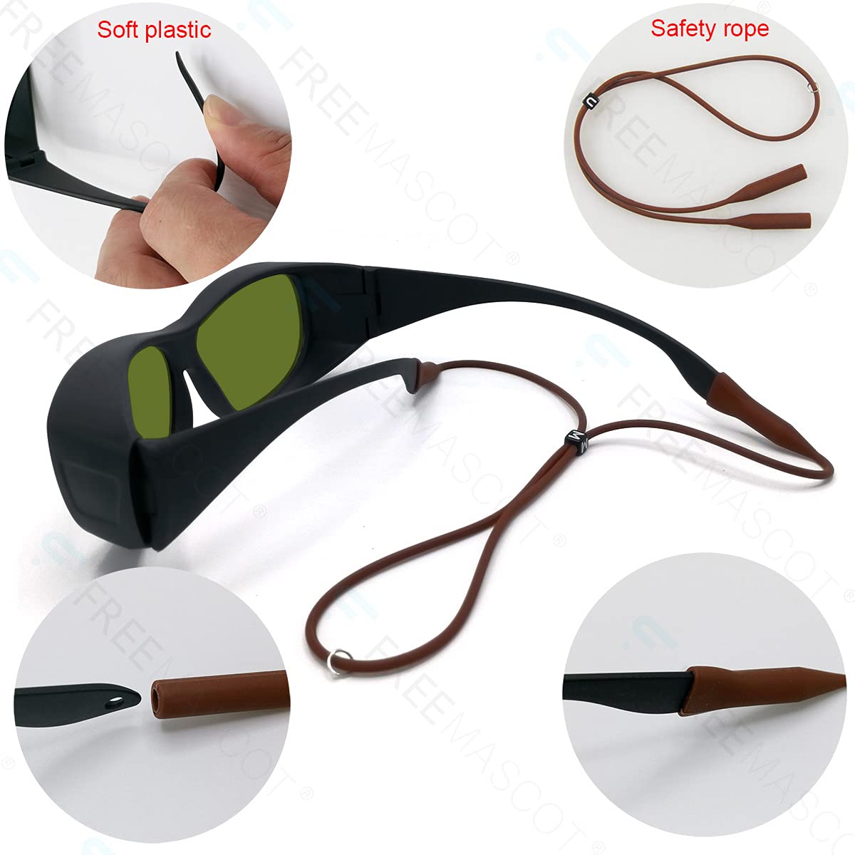 FreeMascot Professional OD 8+ Laser Safety Glasses 190nm-450nm & 800nm-1100nm Wavelength Protection - Ideal for Laser Cutting, Engraving & Medical Procedures