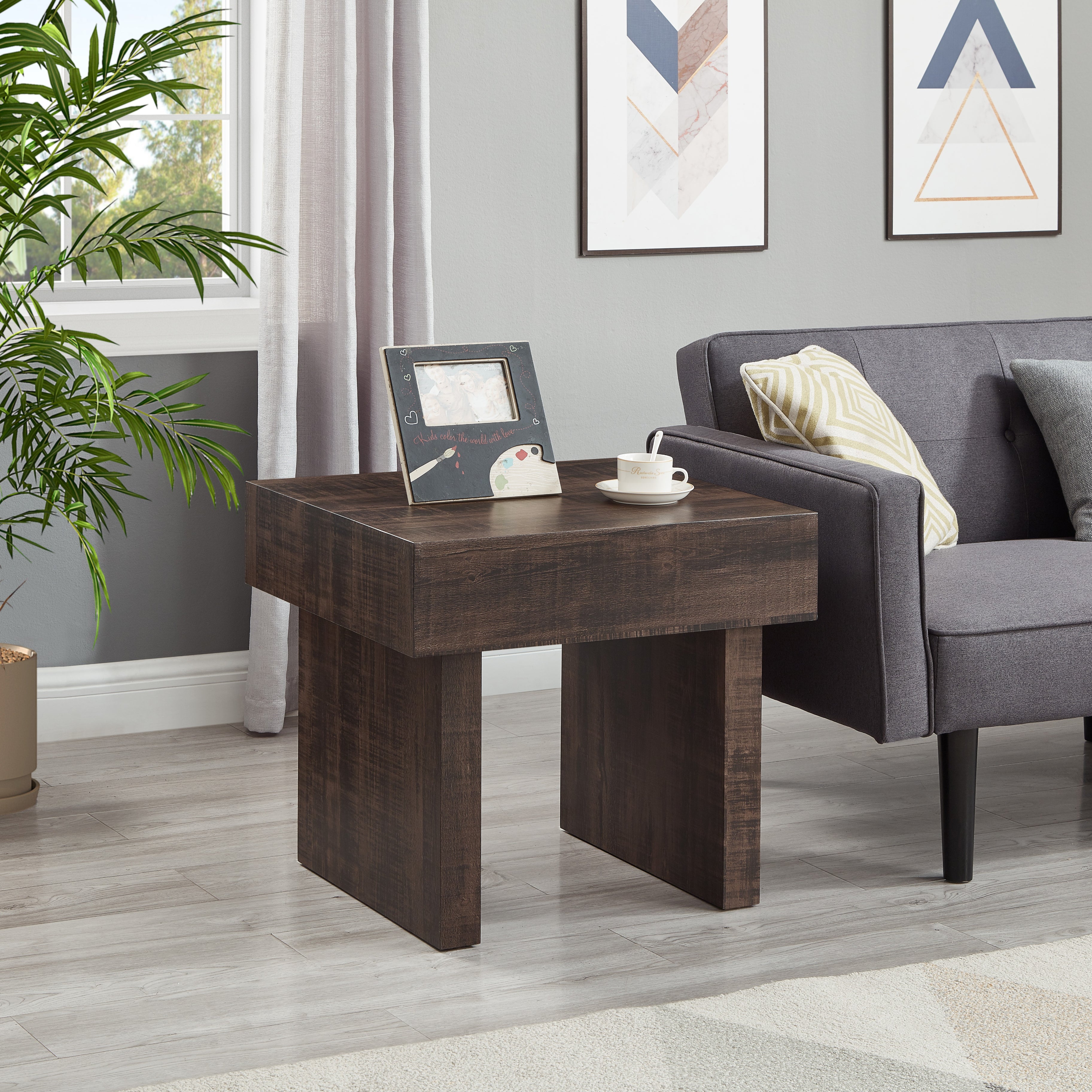 Roundhill Furniture Athens Modern Accent End Table - Stylish Side Table for Living Room, Bedroom & Office - Perfect for Coffee, Books & Decor