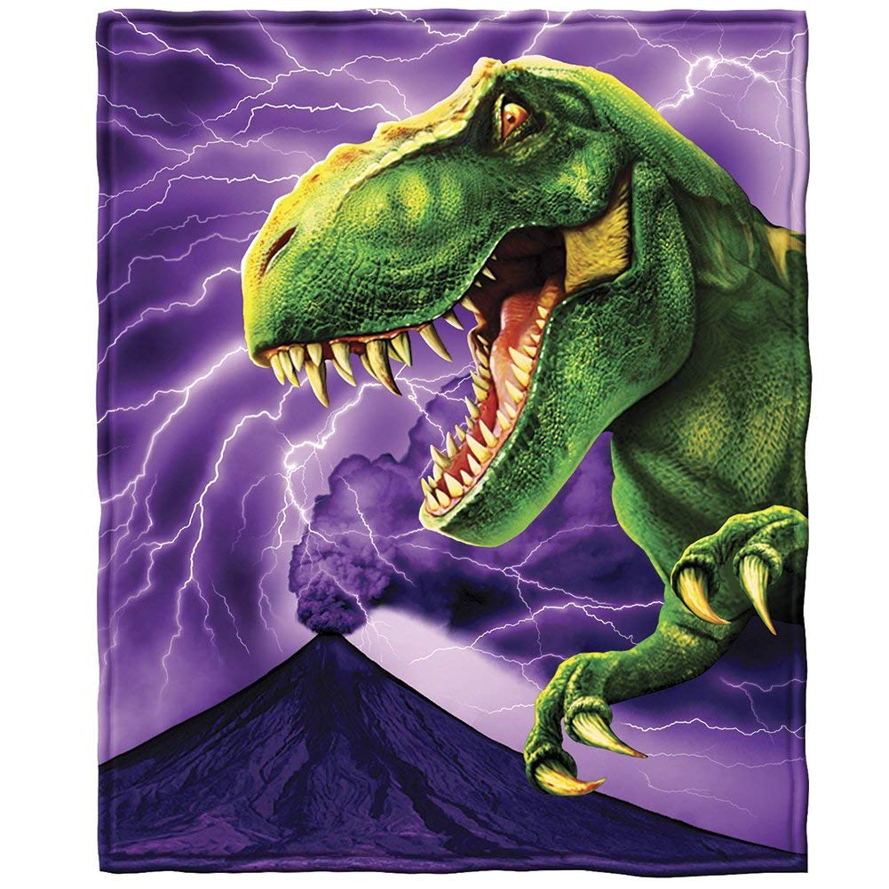 Dinosaur T-Rex Flannel Throw Blanket for Kids - Soft Plush Warm Cozy Fluffy Blanket for Sofa, Couch, Bed & Camping - Perfect for Winter Nights, Movie Time and Outdoor Adventures