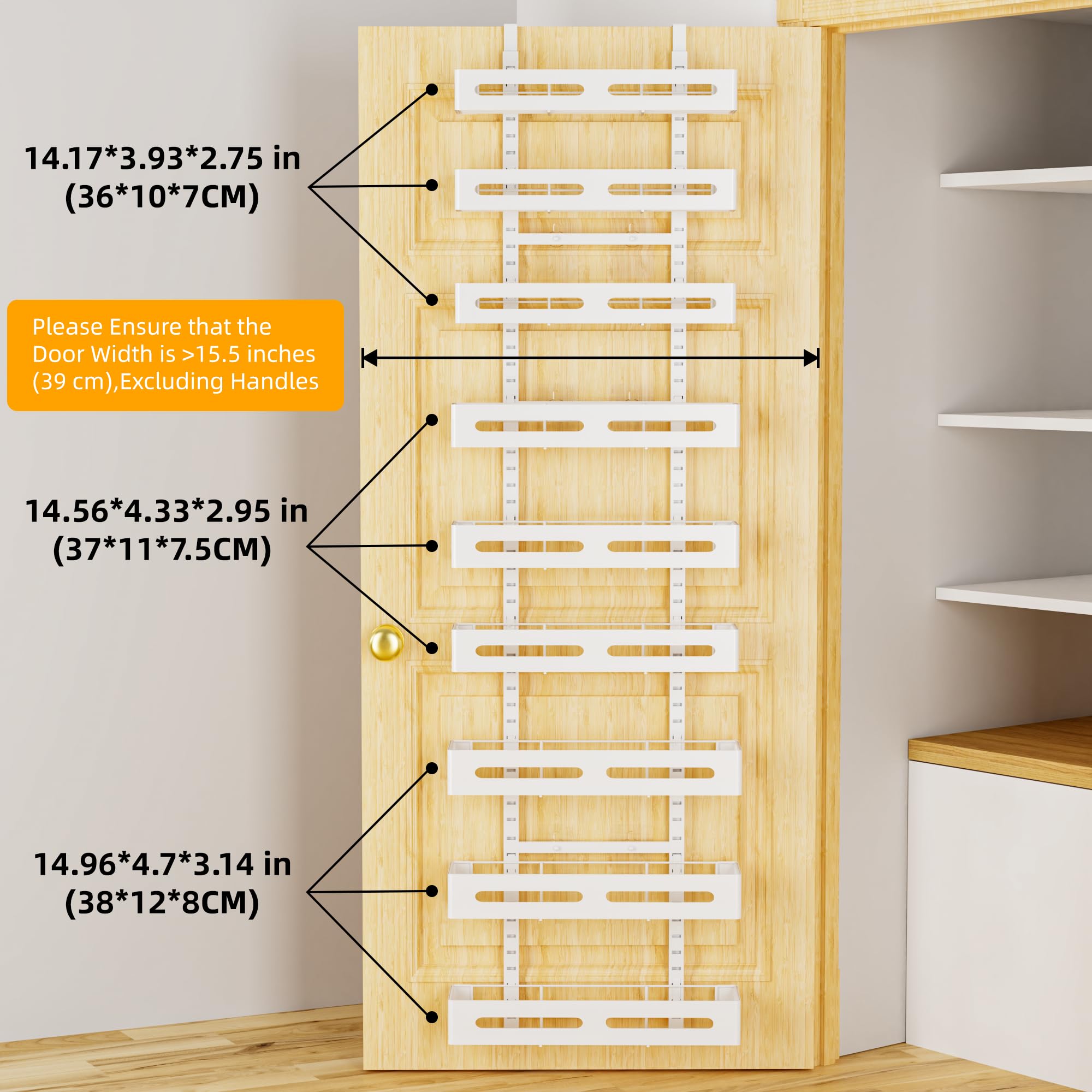 9-Tier White Over The Door Pantry Organizer - Metal Hanging Spice Rack Shelves for Kitchen, Bathroom & Laundry Room Storage - Space Saving Home Organization Solution for Spices, Toiletries & Cleaning Supplies
