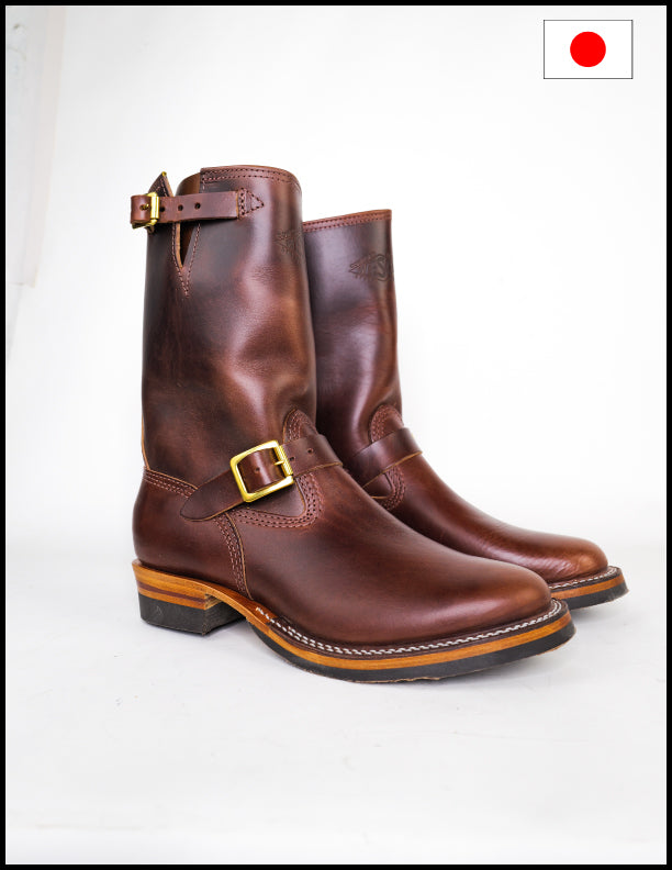 Premium Wesco Boots X The Shop Mister Lou Brown Horsehide Engineer Boots - Durable Leather Work Boots for Motorcycle Riding & Outdoor Adventures