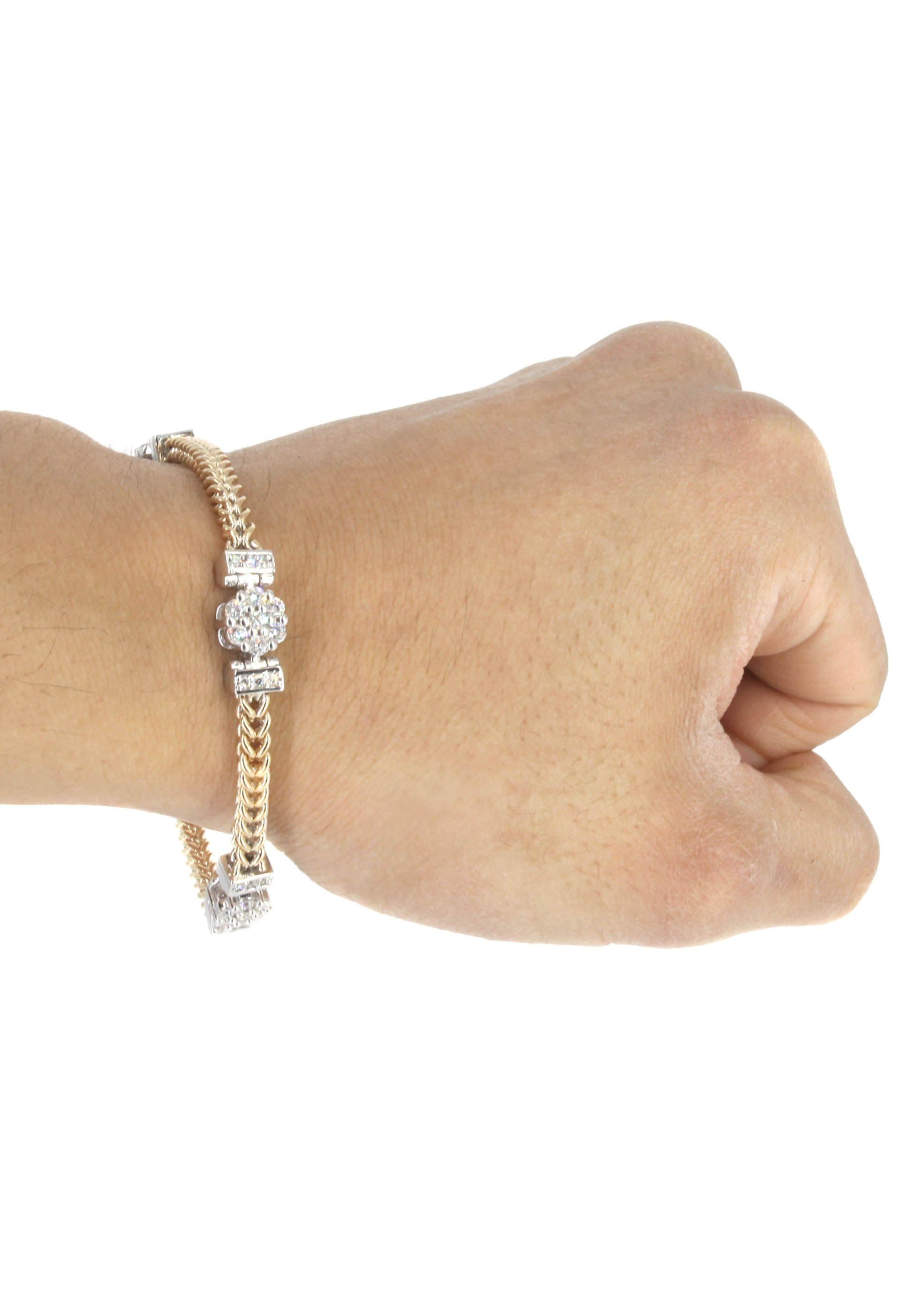 14K Gold Diamond Franco Chain Bracelet for Women - 1.46 Carat Genuine Diamond Tennis Bracelet, 8mm Wide | Perfect for Anniversary Gifts, Wedding Jewelry & Special Occasions