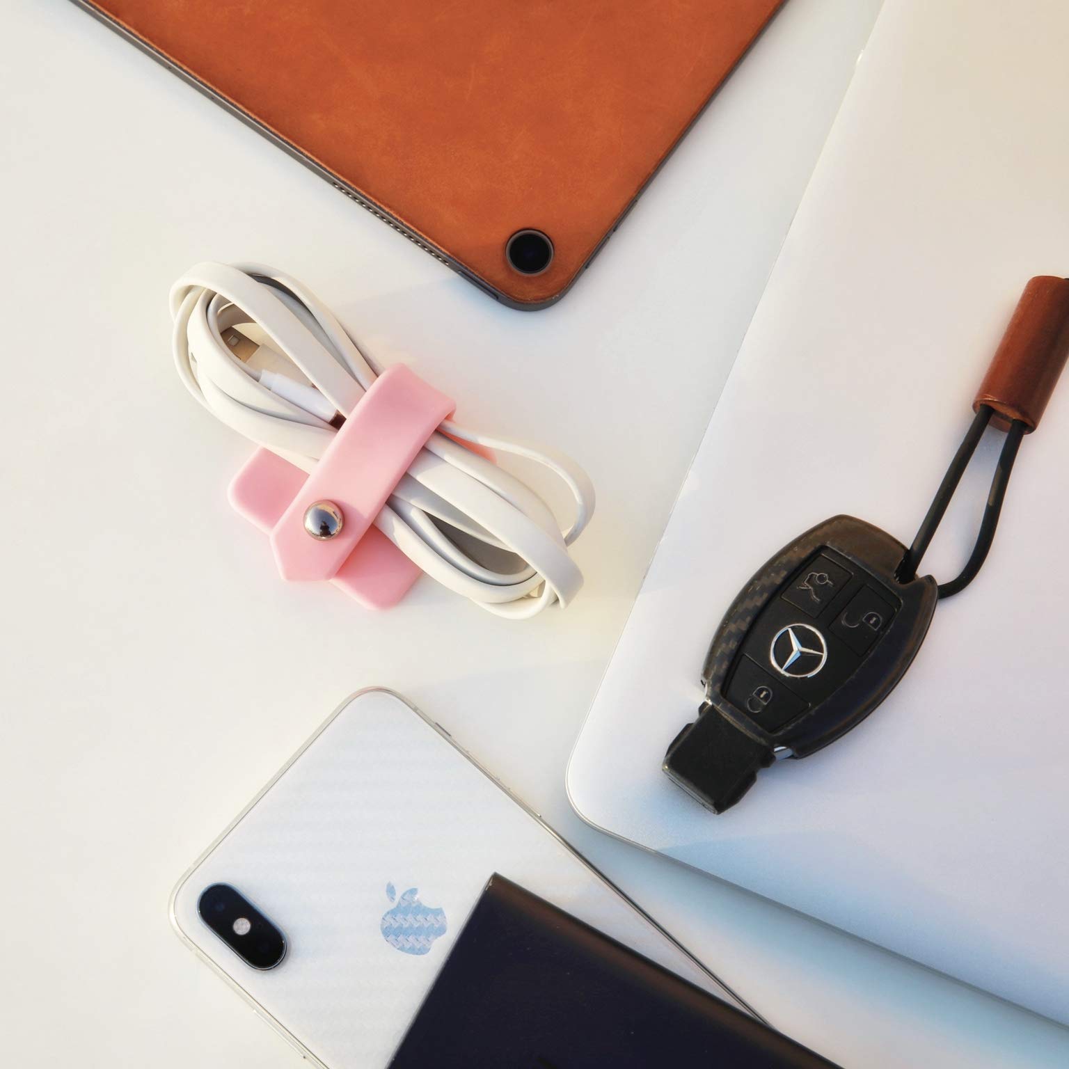 ELFRhino Premium Cord Organizer for Earbuds & Headphones - Cable Winder, Earphone Wrap & Storage Case (Pink) - Perfect for Travel, Office & Home Organization