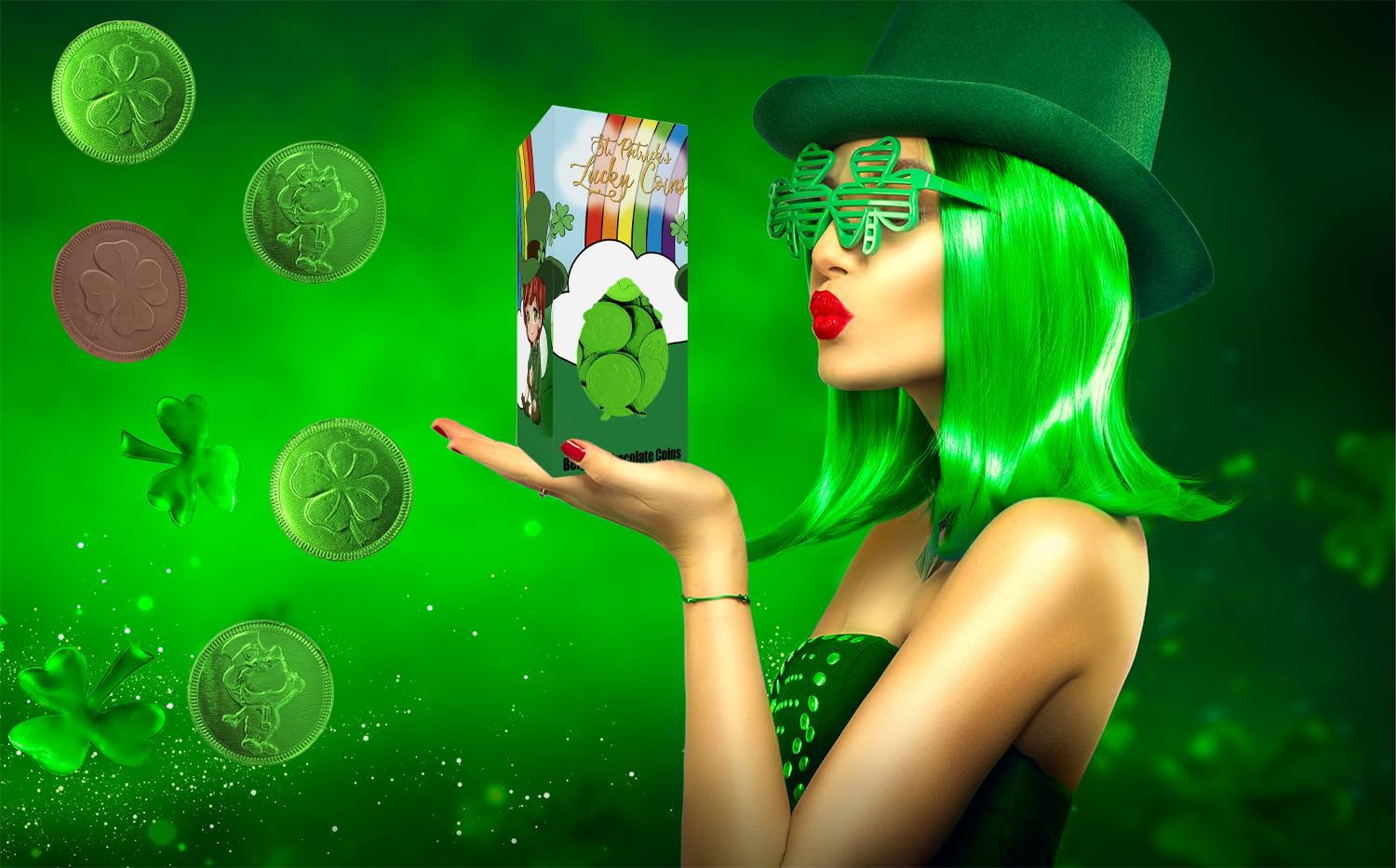 Premium Belgian Nut-Free Milk Chocolate Shamrock Coins - Half-Pound Saint Patrick's Day Treat (40 Kosher Green Coins) - Perfect for Party Favors, Gift Baskets & Irish-Themed Celebrations
