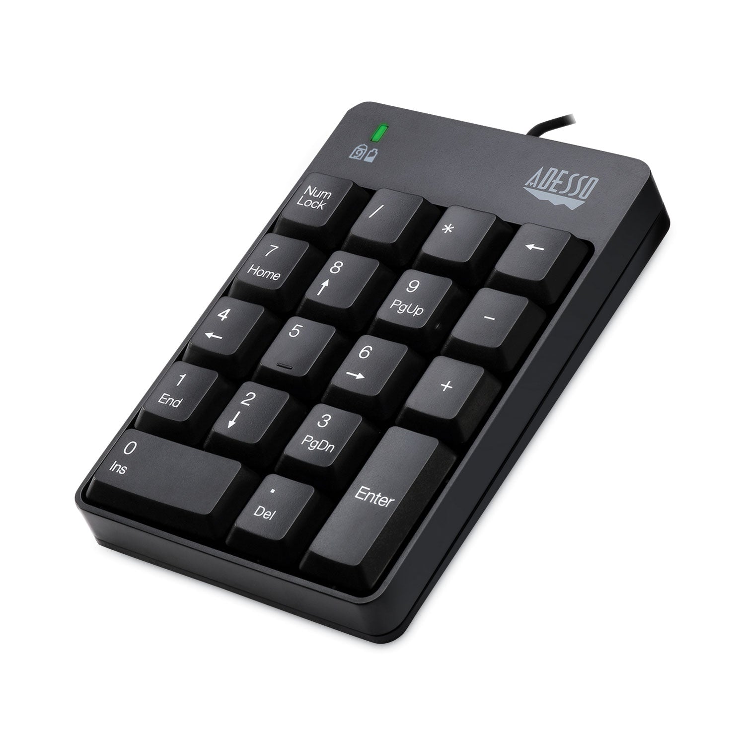 Adesso Spill-Resistant 18-Key USB Numeric Keypad - Black | Compact Number Pad for Data Entry, Accounting & Gaming | Perfect for Office, Home & Travel Use