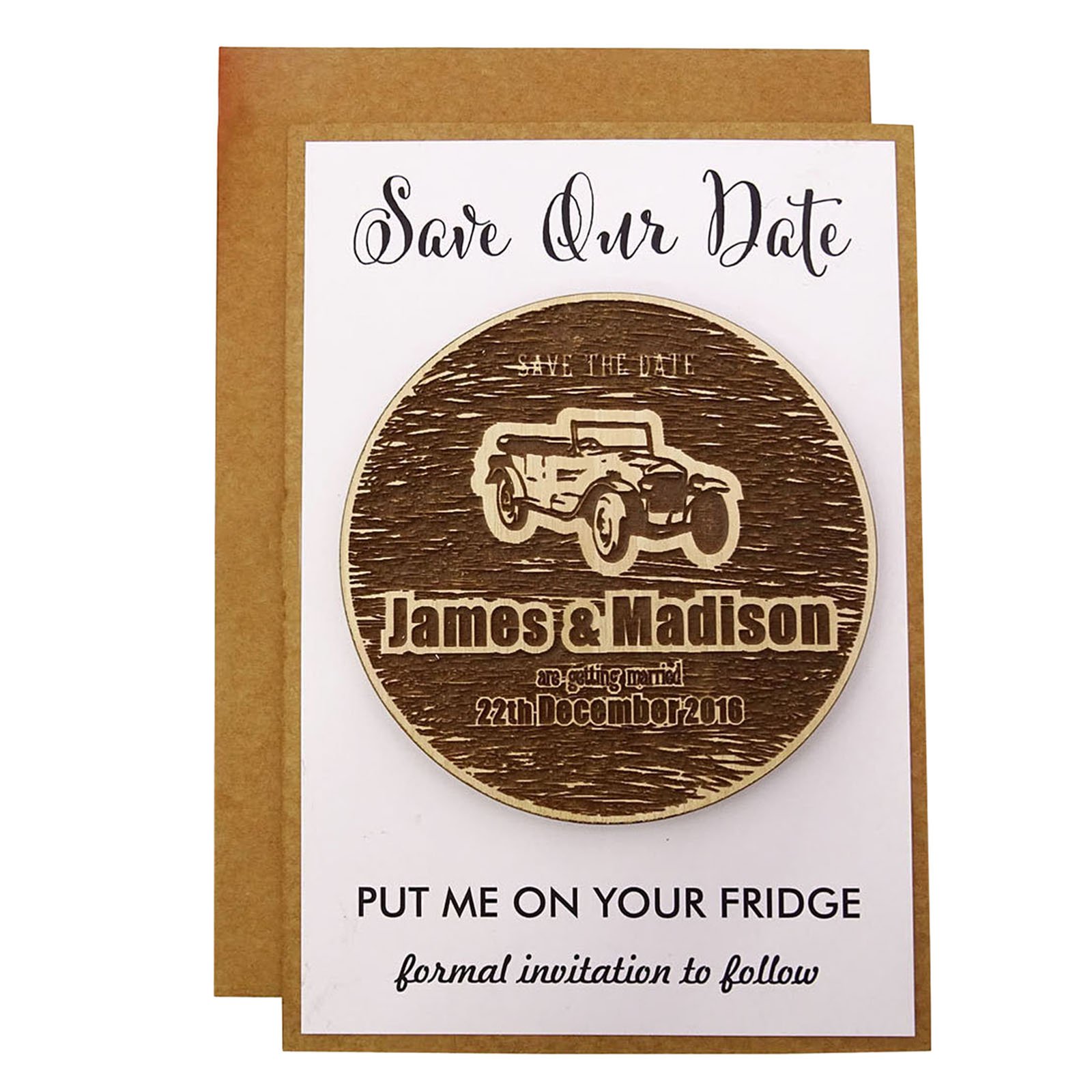 Personalized Engraved Wooden Magnets - Custom Save The Date Wedding Favors, Rustic Home Decor, Unique Bridal Shower Gifts - Perfect for Wedding Invitations, Anniversary Celebrations & Fridge Decorations