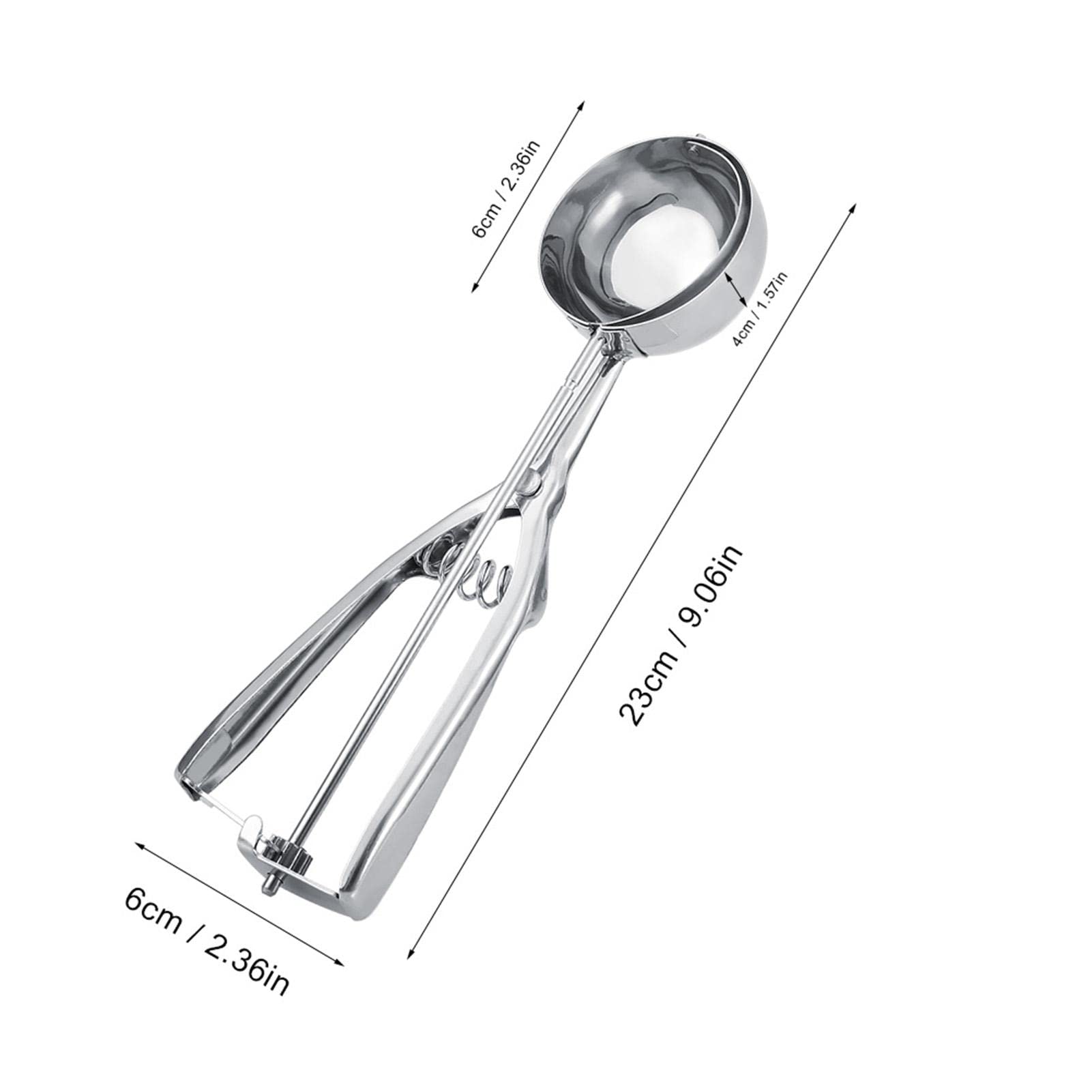 Premium Stainless Steel Ice Cream Scoop with Trigger - 6CM Cookie Dough Scooper for Ice Cream, Cupcake Batter, Mashed Potatoes & Baking - Ideal for Home Kitchens, Bakeries & Ice Cream Shops