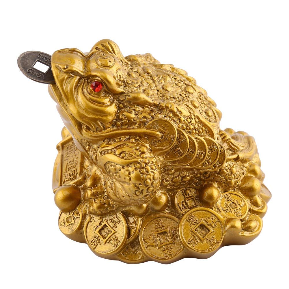 Feng Shui Three-Legged Money Frog Statue - Chinese Lucky Wealth Toad for Home & Office Decoration - Attract Prosperity & Good Fortune | Perfect for Desk, Living Room, or Business Display