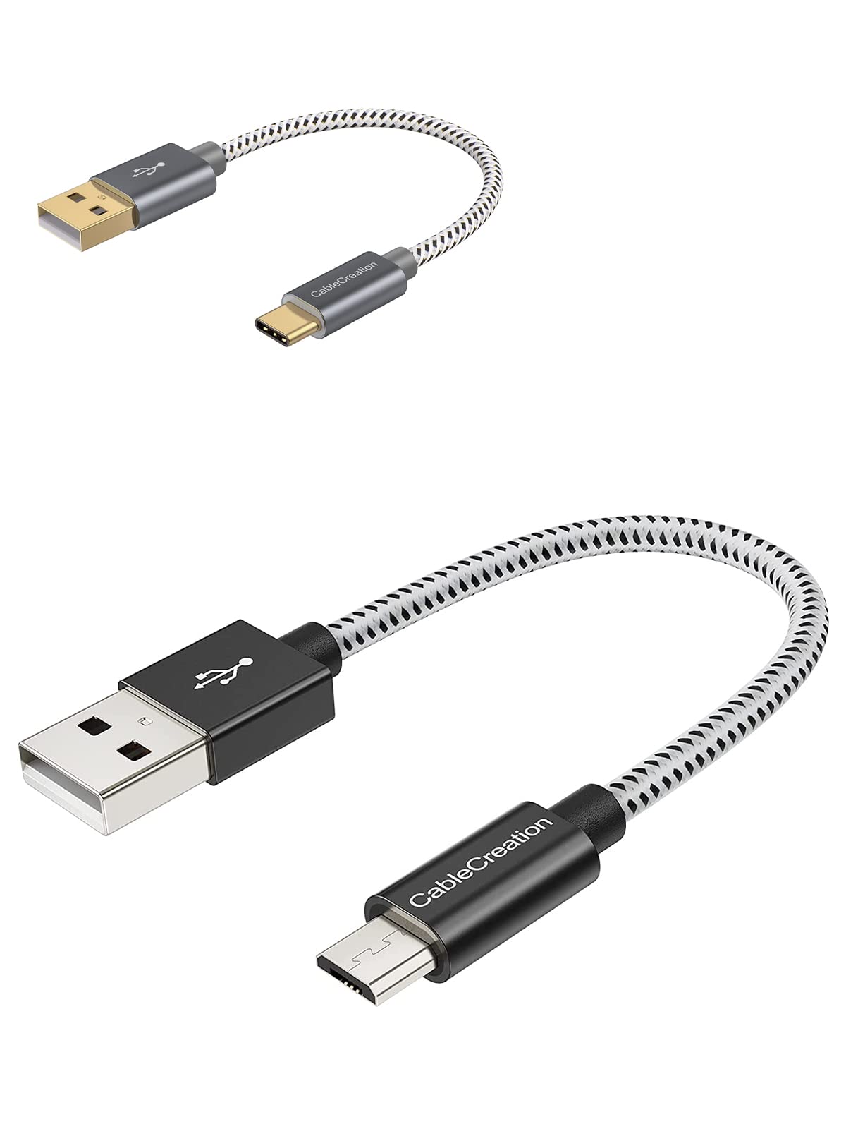 Premium 6-inch USB C Cable & 0.5ft Micro USB Cable Bundle - Fast Charging & Data Sync for Smartphones, Tablets, Gaming Controllers - Perfect for Travel, Office & Home Use