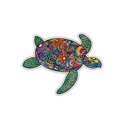 Colorful Sea Turtle Vinyl Decal Sticker by Megan J Designs™ - Waterproof Laptop, Window, Car, Phone, Notebook Decoration - Perfect for Beach Lovers, Ocean Theme Decor, Scrapbooking & DIY Crafts
