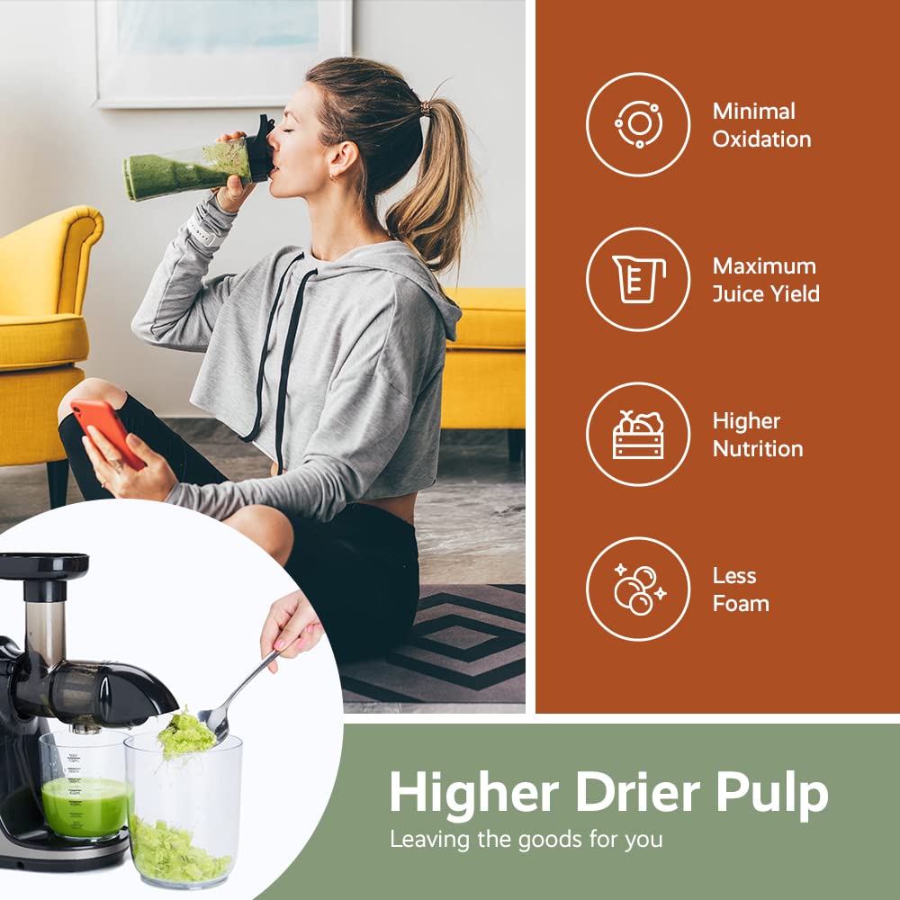 Premium BPA-Free JOCUU ZM1503 Masticating Juicer Kit with Main Body, Spiral Auger, Filter & Feeding Chute - Healthy Cold Press Juicing for Fruits, Vegetables & Greens - Perfect for Home, Kitchen & Raw Food Diet Lovers