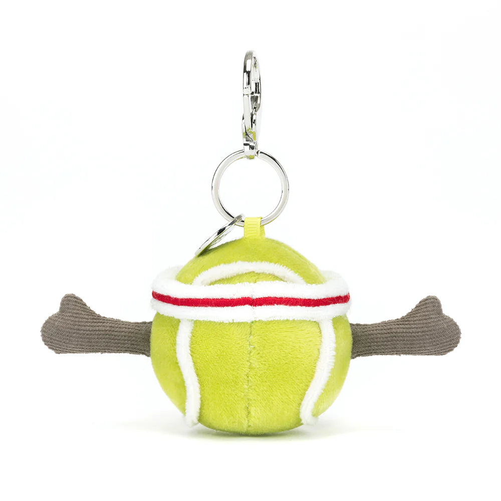 Jellycat Amuseables Sports Tennis Bag Charm - Cute & Soft Plush Keychain for Tennis Lovers, Gym Bags & Backpacks