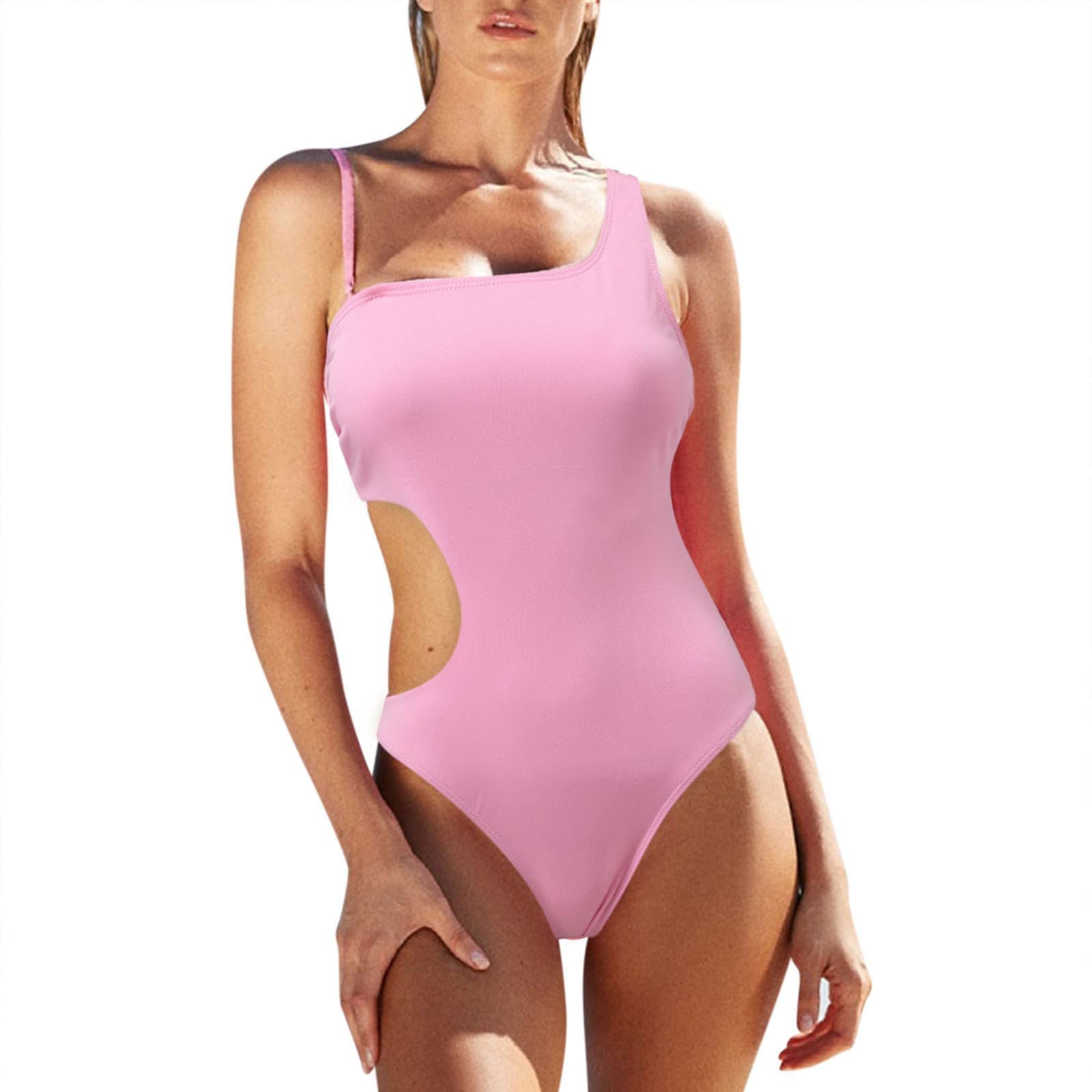 Stylish Check Shoulder One-Piece Swimsuit for Women - Trendy Sling Swimwear for Beach, Pool & Summer Vacations
