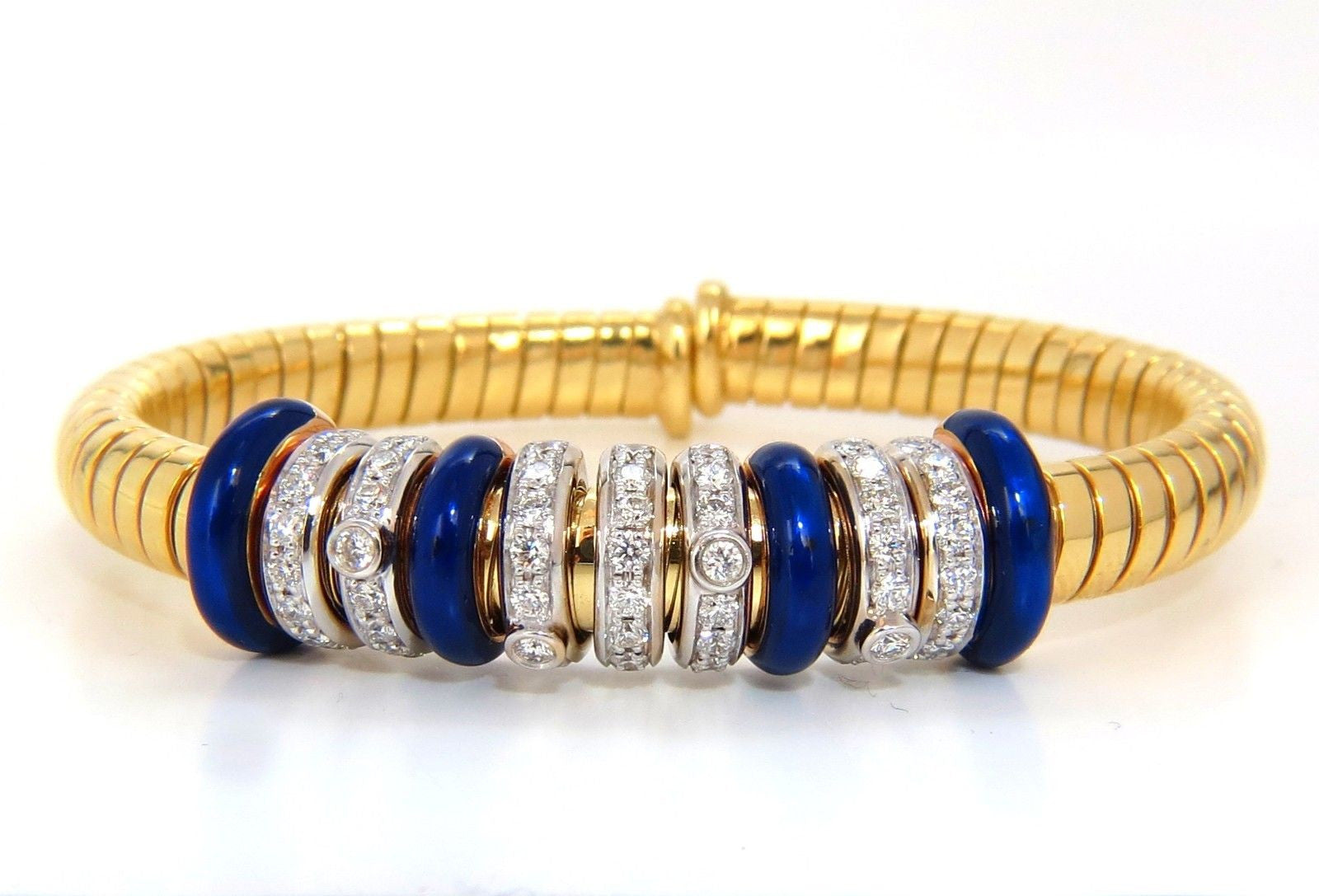 1.50CT Diamond Ladies Accordion Bangle Bracelet with Floating Rings - 18K Gold Elegant Jewelry for Women, Perfect for Parties, Weddings & Special Occasions