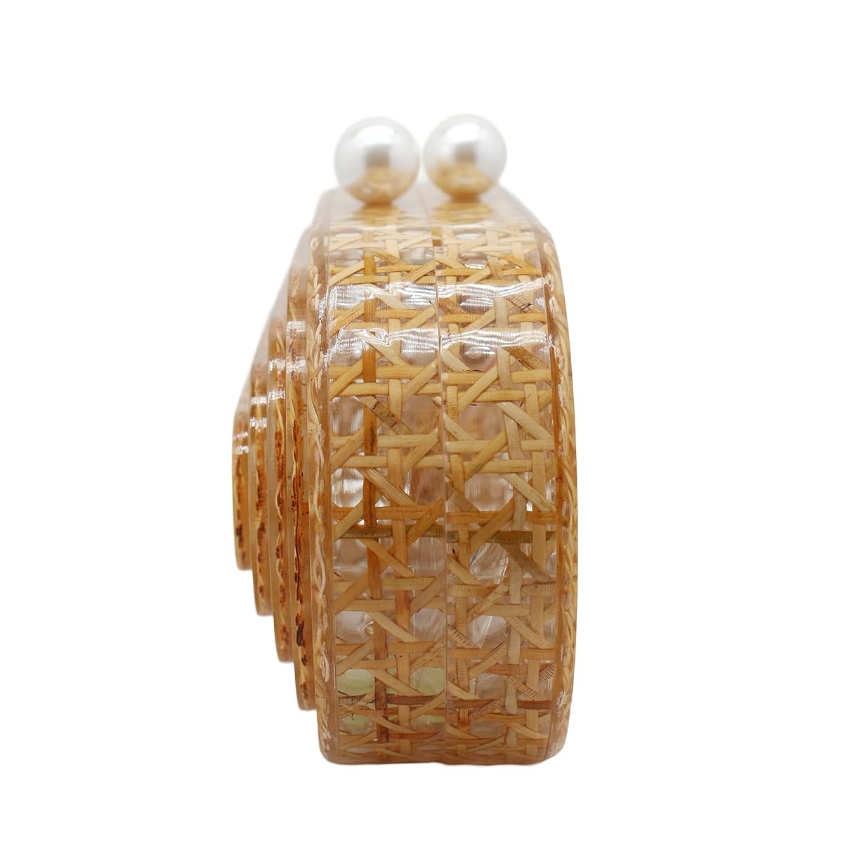 Women's Acrylic Rattan Clutch Purse - Woven Wicker Evening Bag for Wedding, Party, Beach & Summer Outfits - Stylish Shoulder Handbag for Date Night, Vacation & Special Occasions