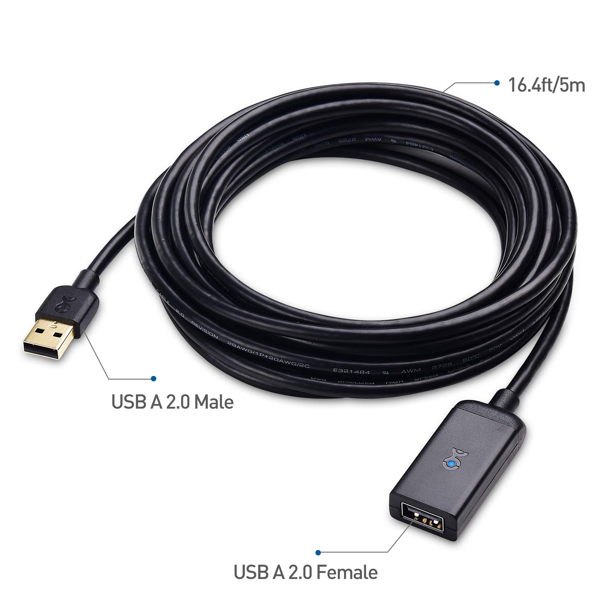 Active USB Extension Cable 5m (Male to Female) - High-Speed USB Extender for Webcam, Oculus Sensor, HTC Vive, Xbox Kinect, PlayStation Camera | Perfect for VR Gaming, Streaming & Home Office Setup
