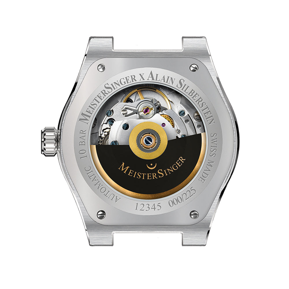MeisterSinger X Alain Silberstein Kaenos Grand Date 40mm Limited Edition Black Dial Bracelet Watch - Luxury Timepiece for Men, Perfect for Business & Formal Occasions