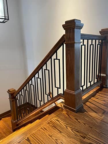 Square Wrought Iron Plain Balusters - Hollow Iron Spindles for Indoor Stair Railings (Satin Black, Pack of 10, 1/2