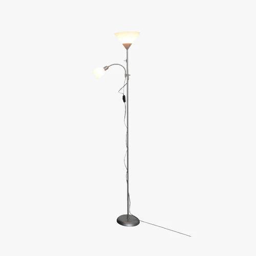 Modern White Dual Light Upright Plug-In Floor Lamp for Living Room, Bedroom & Office - Adjustable Brightness Reading Light with On/Off Switch