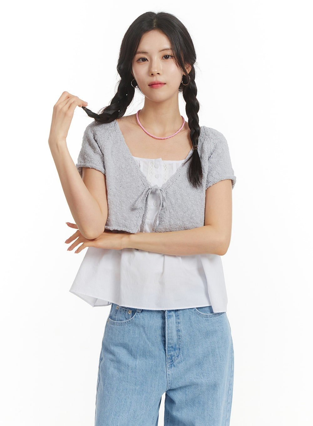 Bowknot Short Sleeve Cardigan OM406 - Women's Lightweight Knit Open Front Sweater for Spring & Summer | Perfect for Office, Date Night & Casual Outfits