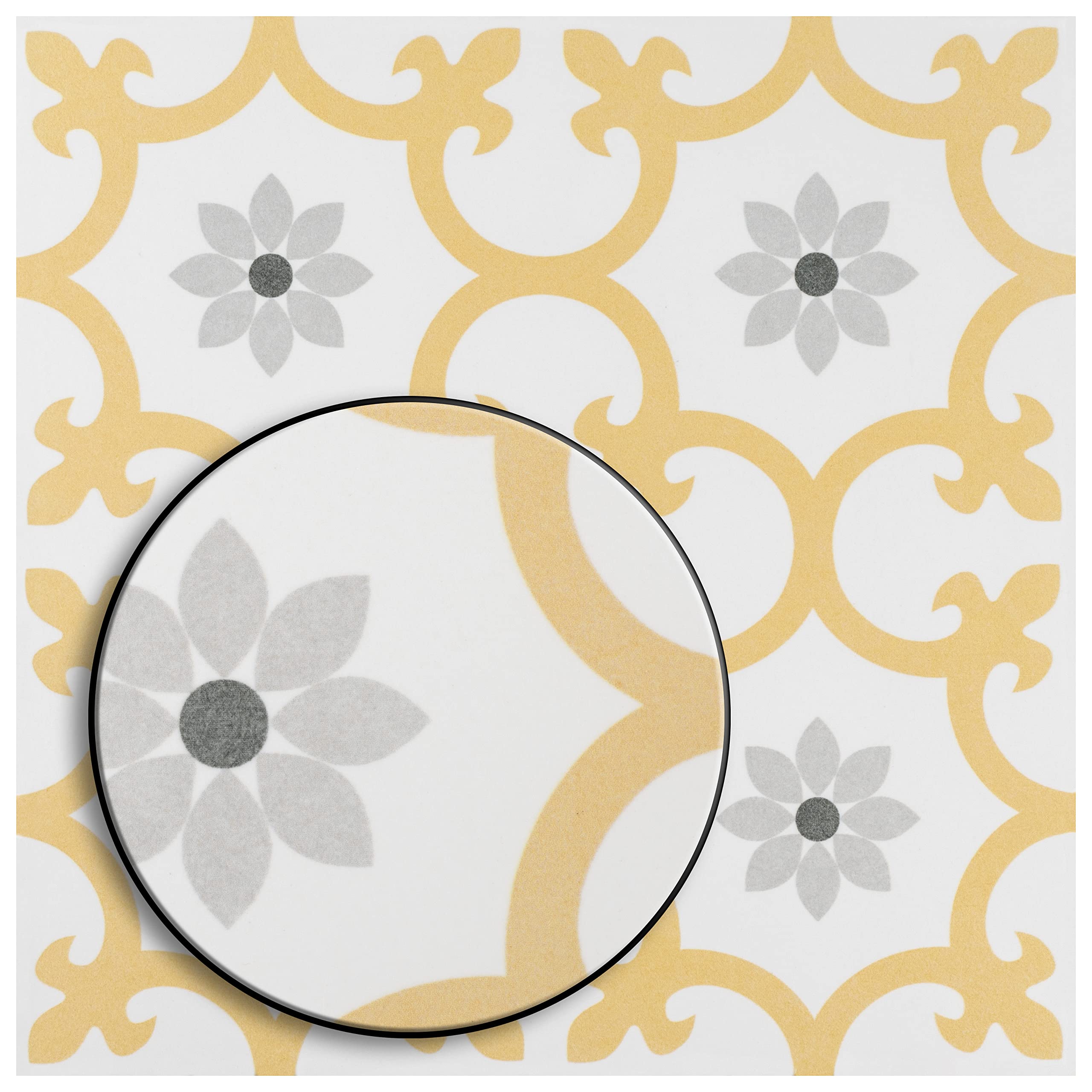Merola Tile Daria Dandelion 9.75x9.75 Inch Porcelain Tile for Floor and Wall - Perfect for Bathroom, Kitchen Backsplash, and Living Room Decor