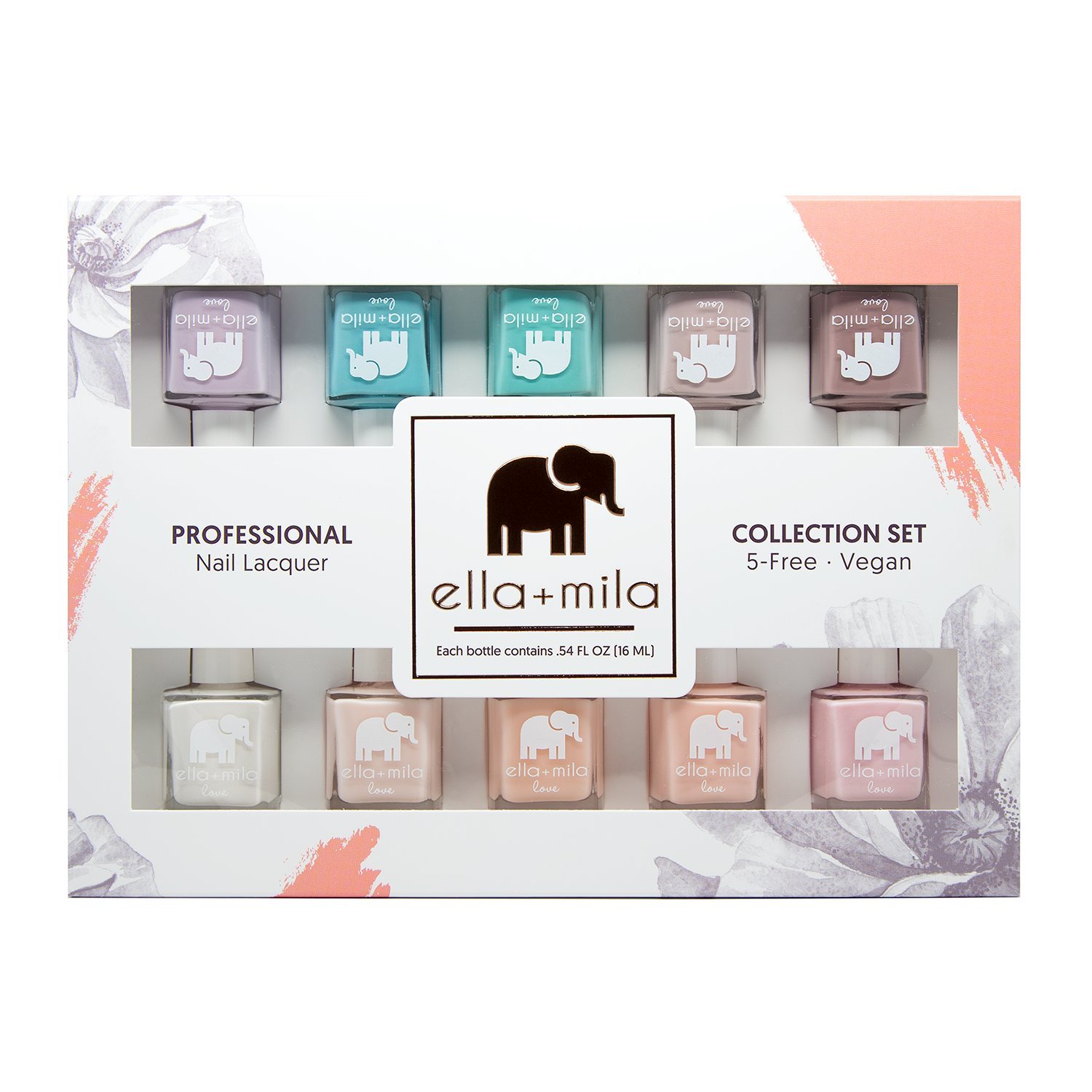 Ella+Mila Professional Nail Polish Set - Quick Dry, Long-Lasting & Chip Resistant Nail Polish Kit (Love Collection - 10 Colors, 0.45 fl oz Each) - Perfect for Home Manicures, Nail Salons & Gift Giving