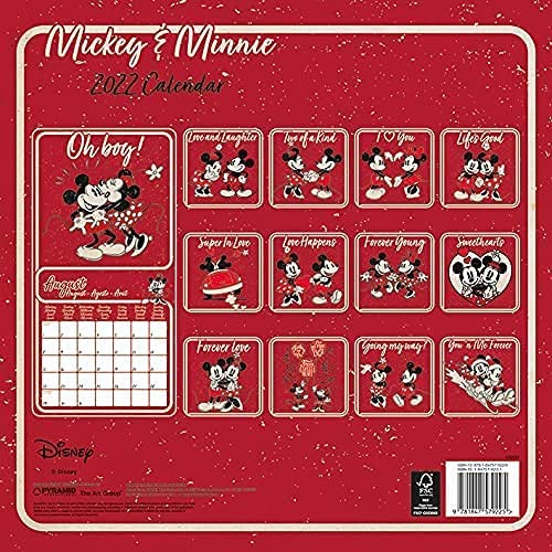 Disney Mickey Mouse & Minnie Mouse 2022 Wall Calendar - 12 Month Planner 30cm x 30cm - Official Disney Merchandise - Perfect for Home, Office & School Organization