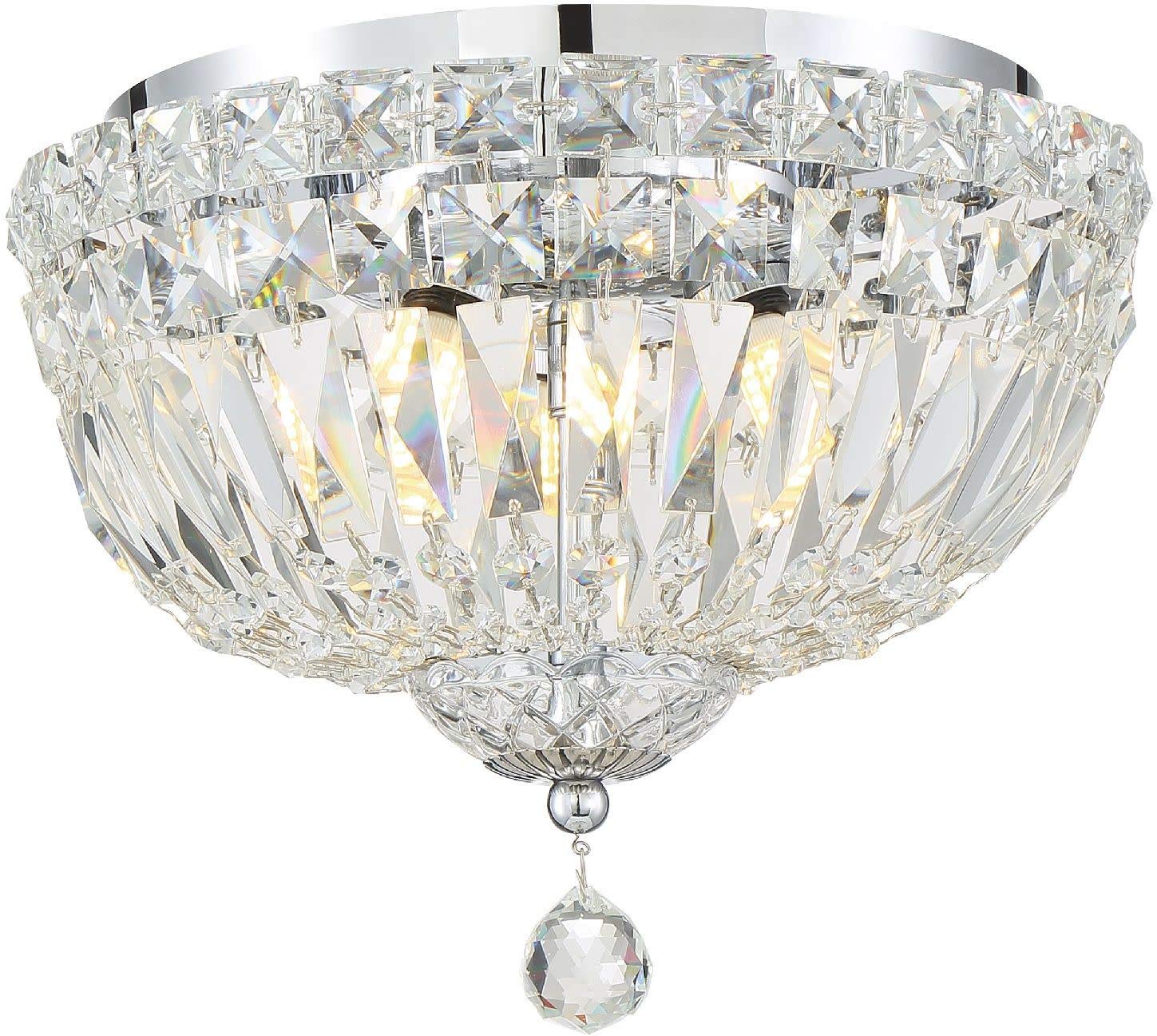Crystorama Roslyn 4-Light Polished Chrome Flush Mount Ceiling Light Fixture - Modern Lighting for Bedroom, Kitchen, Hallway & Entryway