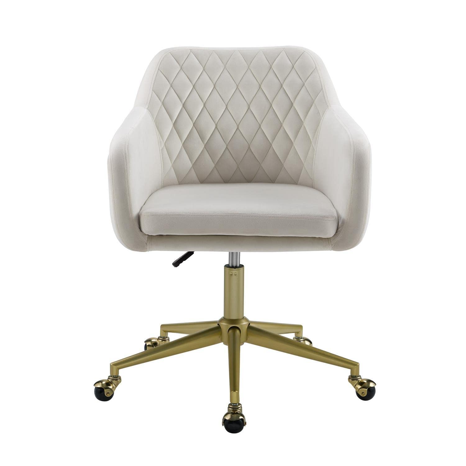 Linon Imogen Quilted Office Chair - Ergonomic Desk Chair with Padded Seat & Back Support, Off White - Perfect for Home Office, Study & Workspace
