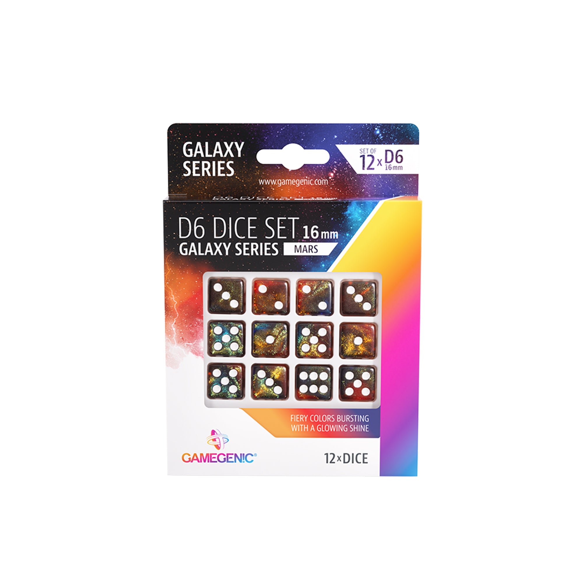 Premium Galaxy Series Mars D6 Dice Set - 16mm Polyhedral Dice (12 Pack) - Perfect for Tabletop RPGs, Dungeons & Dragons, Board Games & Collectors