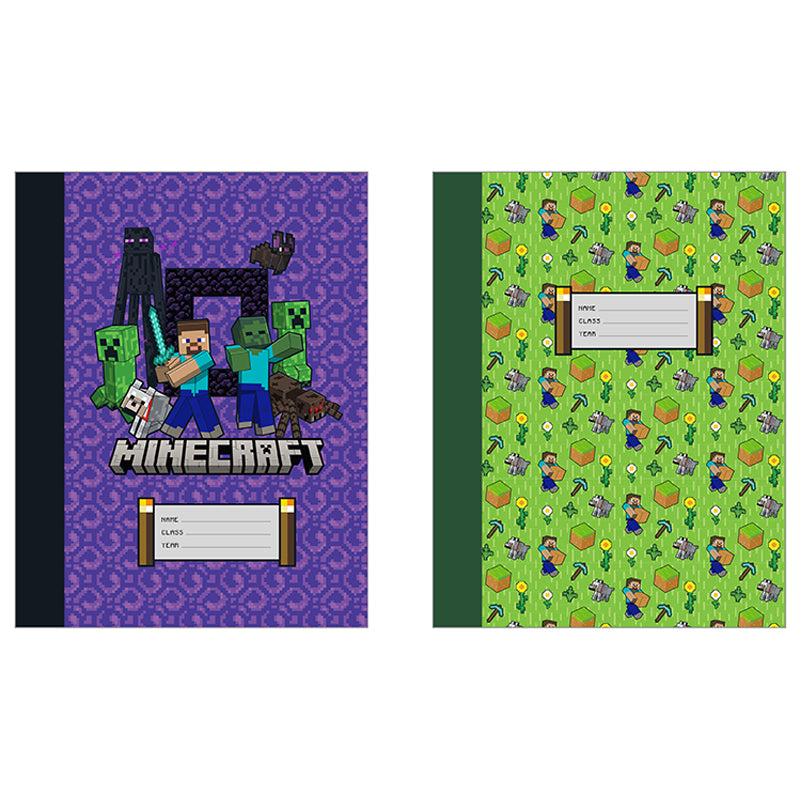Minecraft Composition Notebook Set - 2 Pack, Wide Ruled Paper for School & College, Perfect for Note Taking, Journaling & Homework - Ideal for Students, Teachers & Gamers
