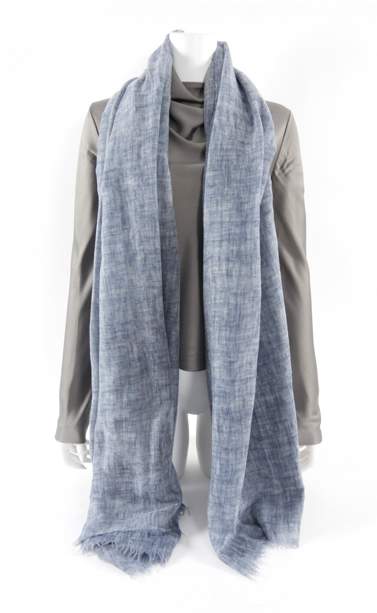 Brunello Cucinelli Blue Cashmere Silk Shawl Scarf - Luxurious Large Wrap for Women, Soft Cashmere Blend, Elegant Fashion Accessory for Winter, Fall, and Special Occasions