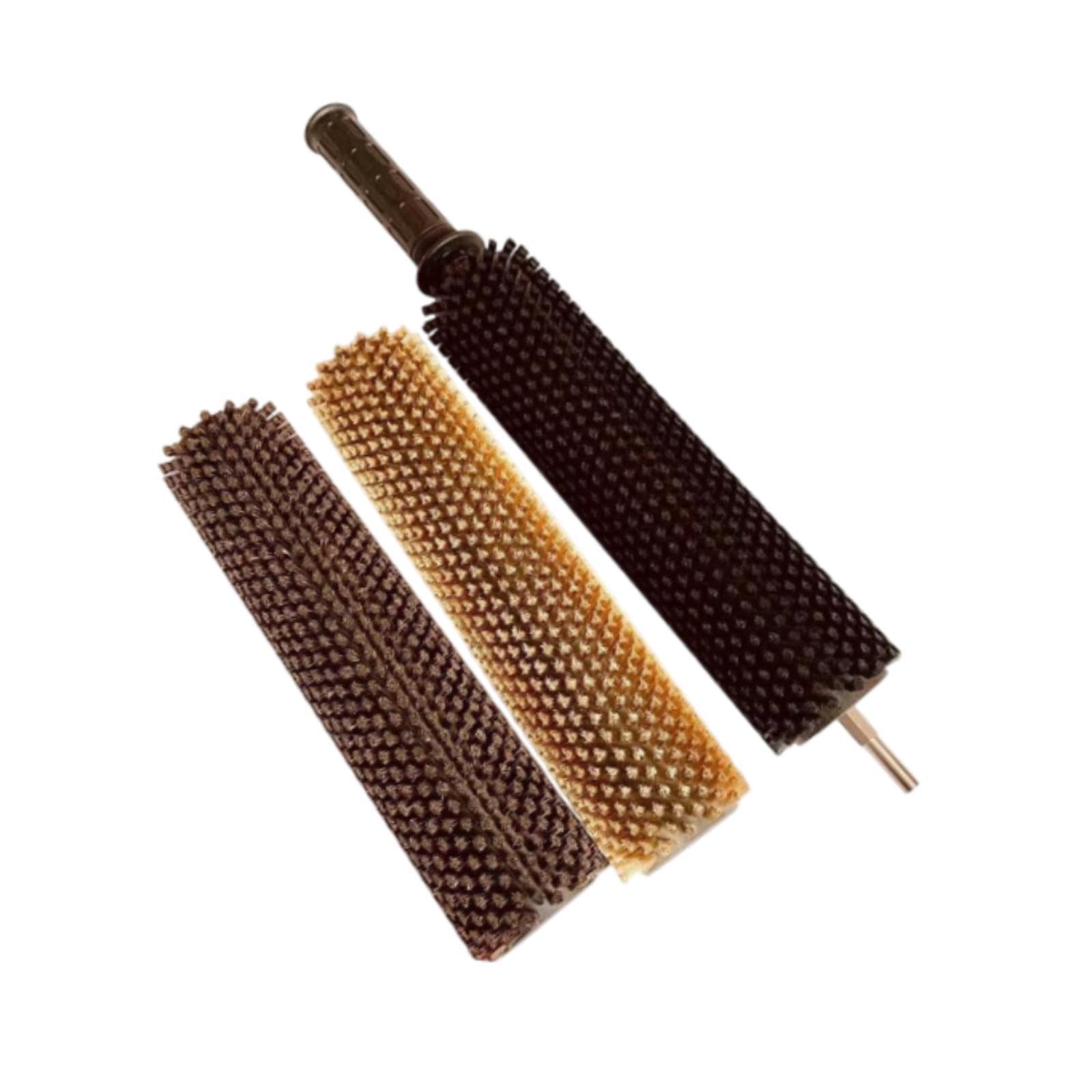 Premium Ski Brush Kit - Lightweight Nylon & Brass Horsehair Waxing Brushes for Ski Maintenance - Electric Wax Roller Brush Set for Smooth Gliding on Snow
