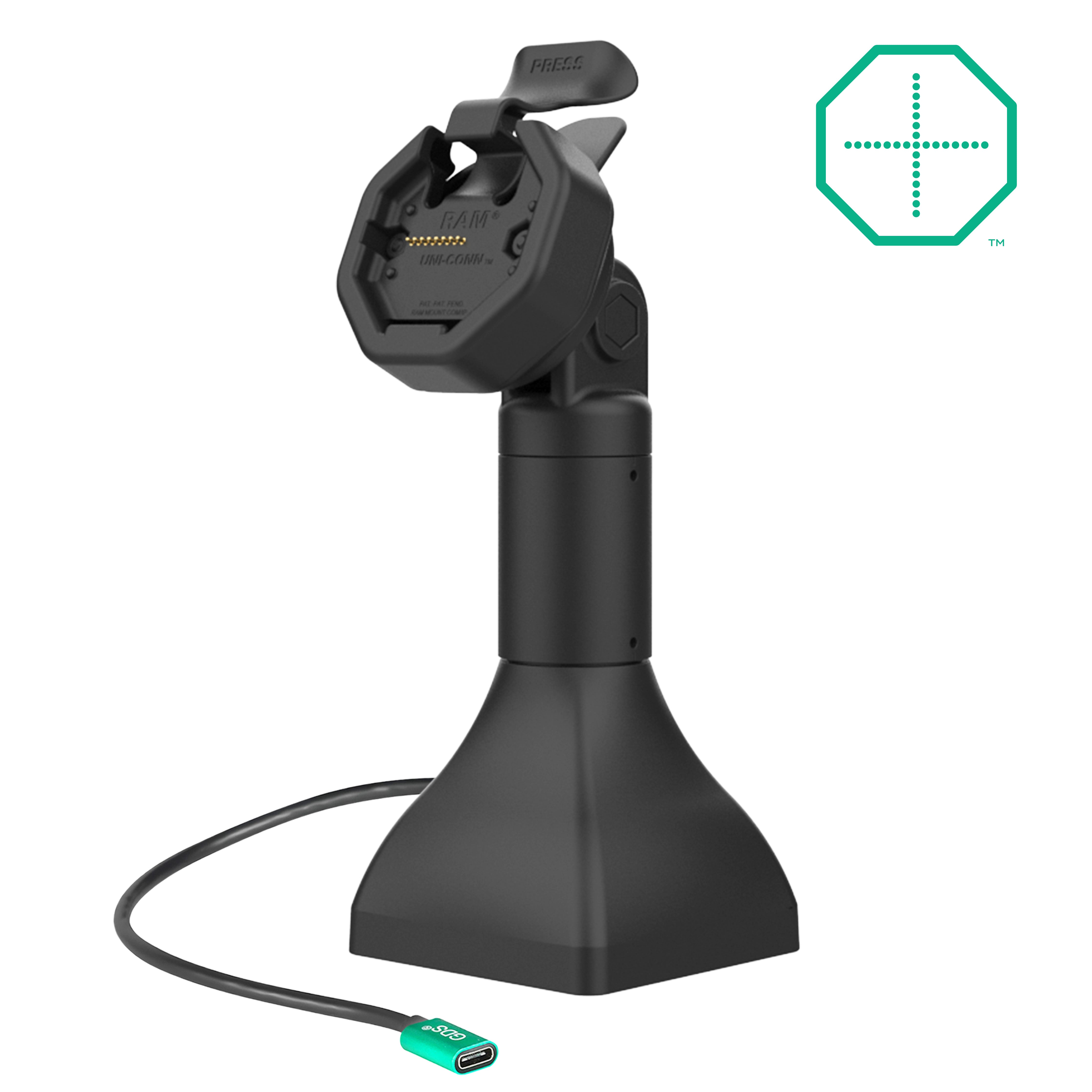 GDS® Uni Conn™ Powered 7 Pedestal Dock with USB-C Ports - High-Speed Charging & Data Transfer for Laptops, Phones & Tablets - Perfect for Office, Home & Gaming Setups (RAM GDS DOCK D11 7 U3C)