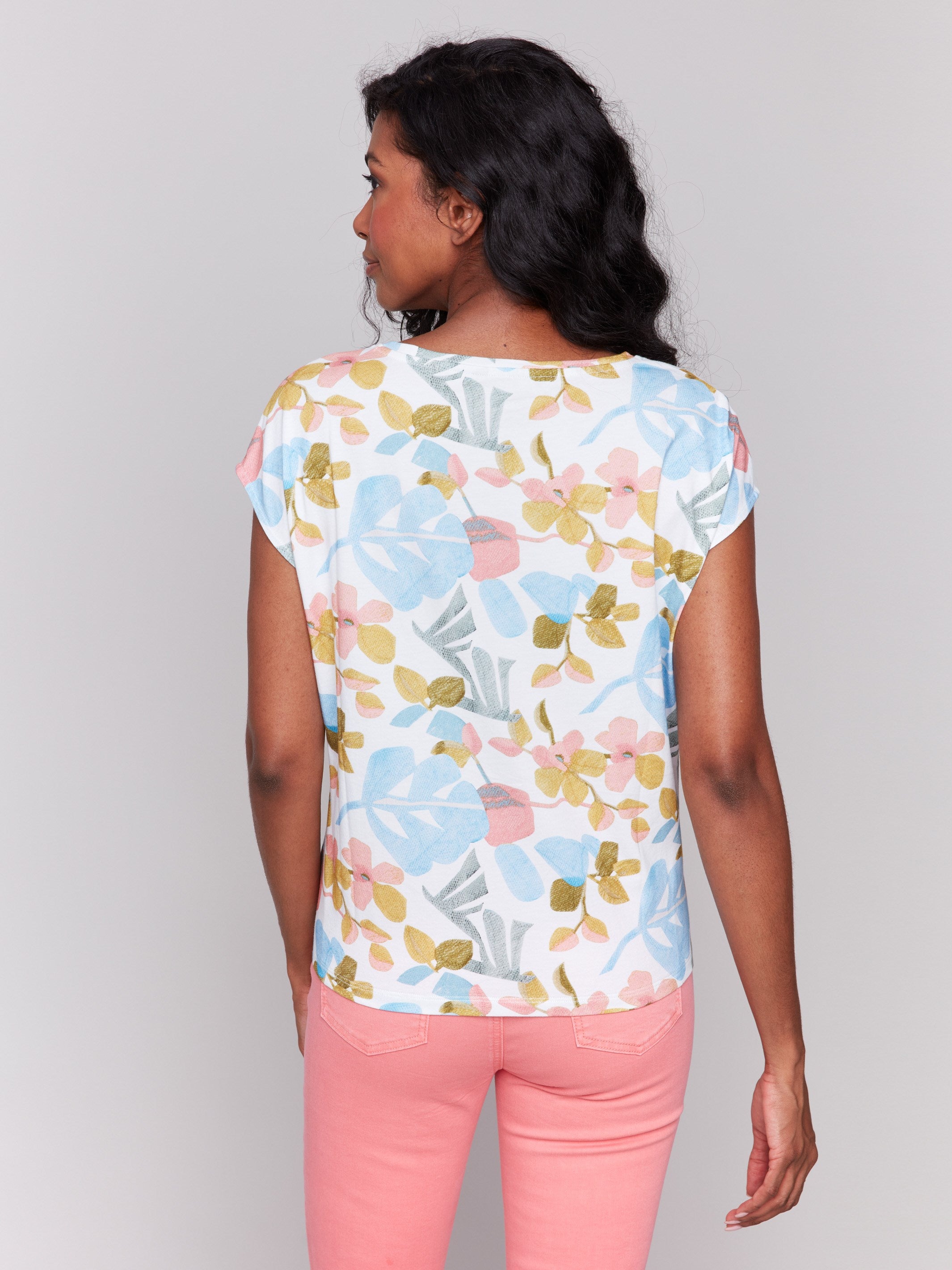 Printed Cotton Front Knot Top - Women's Floral Blouse for Casual & Summer Outfits | Perfect for Beach, Vacation & Boho Style