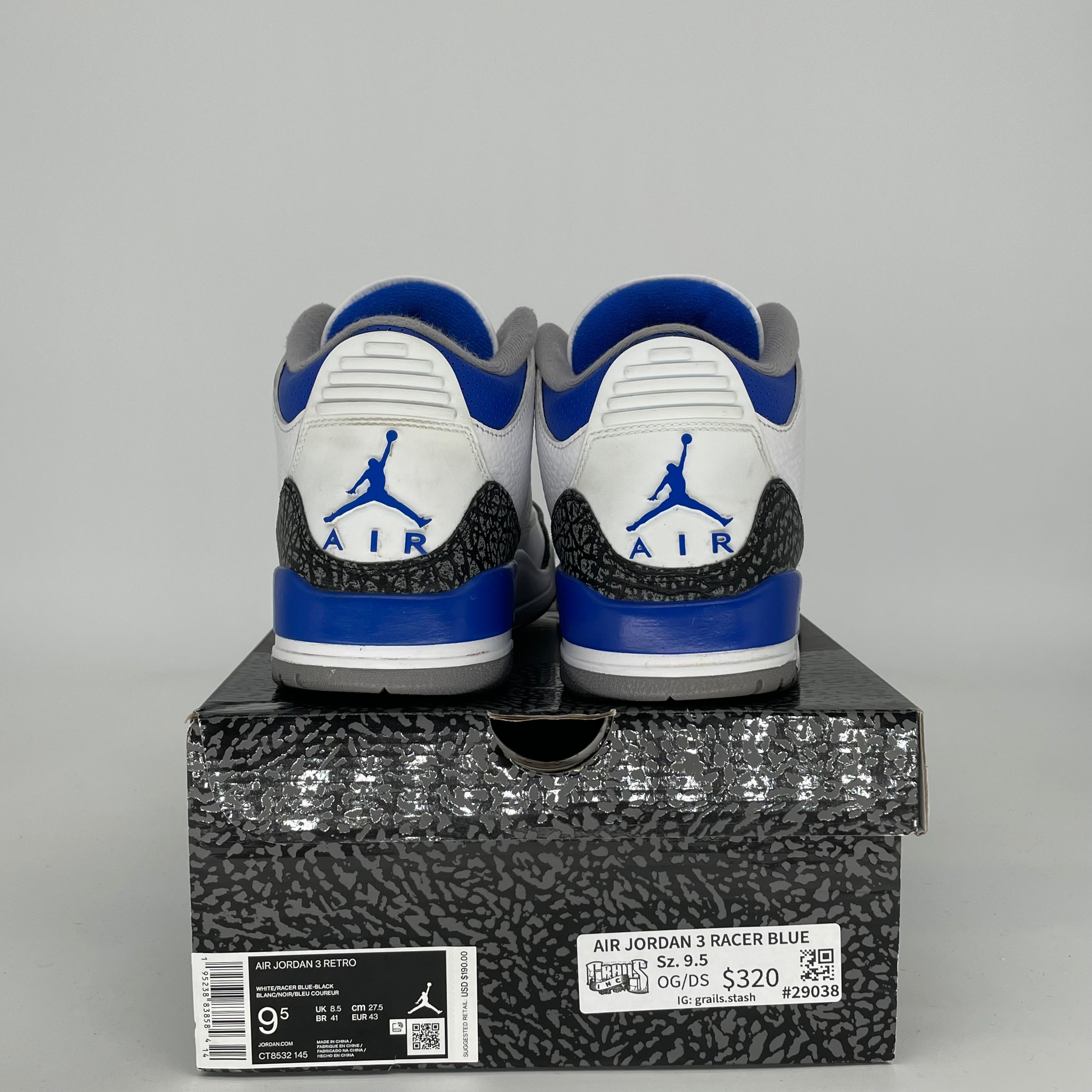 AIR JORDAN 3 RACER BLUE Men's Basketball Shoes Size 9.5 - Style CT8532-145 | Retro Sneakers for Running, Gym & Streetwear Fashion