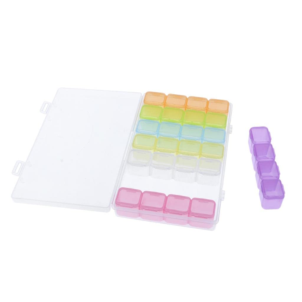 LOSA 28 Slots Nail Art Beads & Glitter Jewelry Organizer Box - Perfect for Nail Salon, DIY Crafts, and Jewelry Storage Display