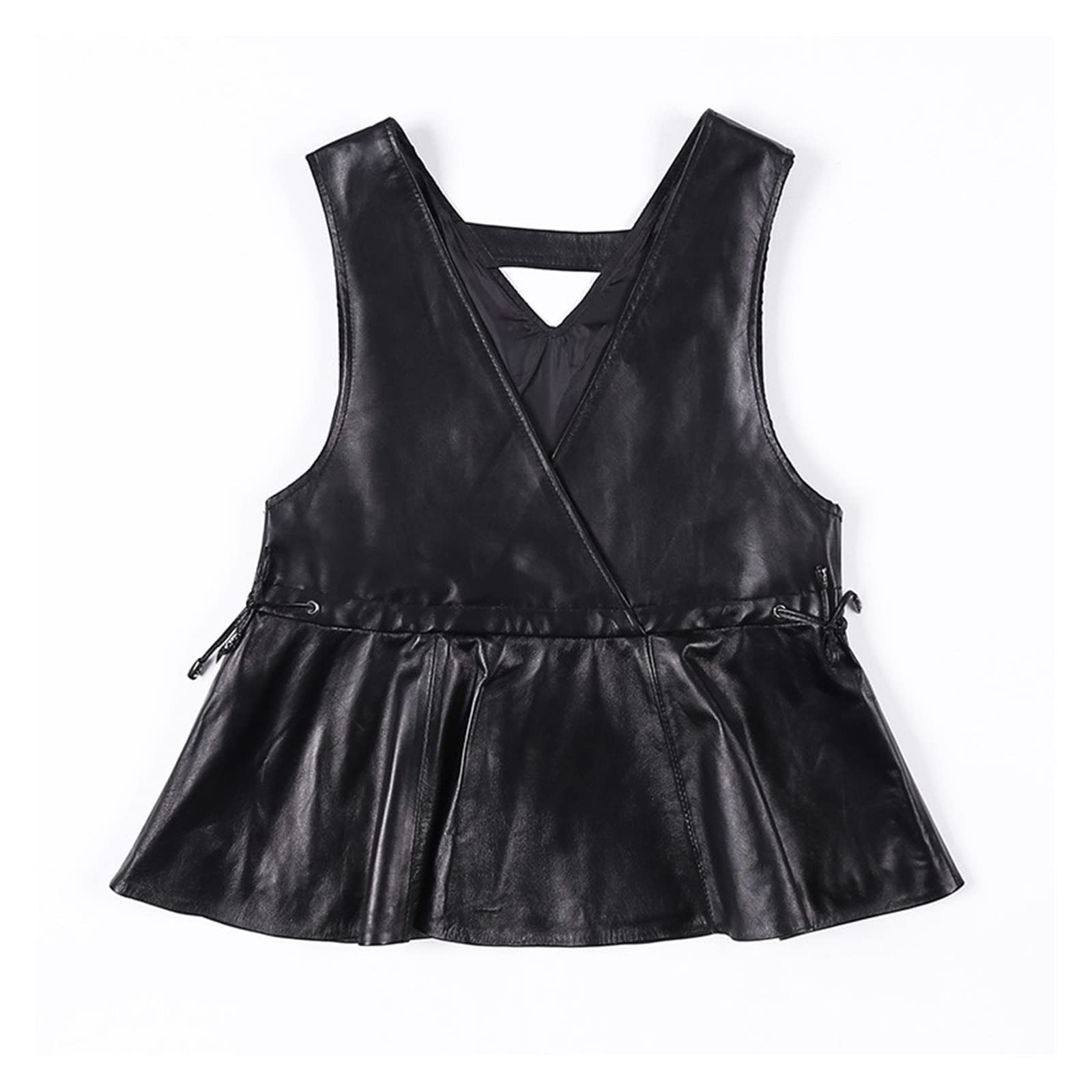 Sexy Leather Vest for Women - V Neck A-Line Slim Fitted Sleeveless Jacket - Elegant Party Club Wear - XXL Size (Color A) - Perfect for Night Out, Date Night & Special Occasions