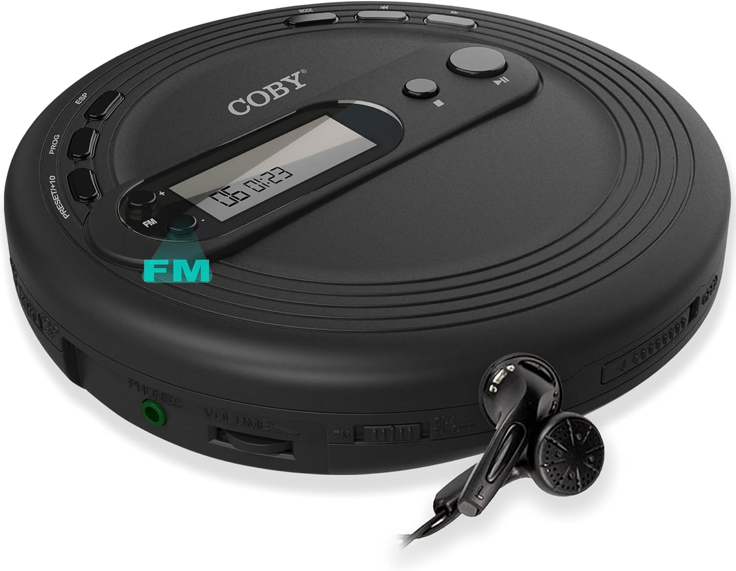 Portable CD Player with Headphones - FM Radio, MP3 Compatible, Anti-Skip Protection | Perfect for Commuting, Travel & Home Use | Powered by AA Batteries or Micro-USB