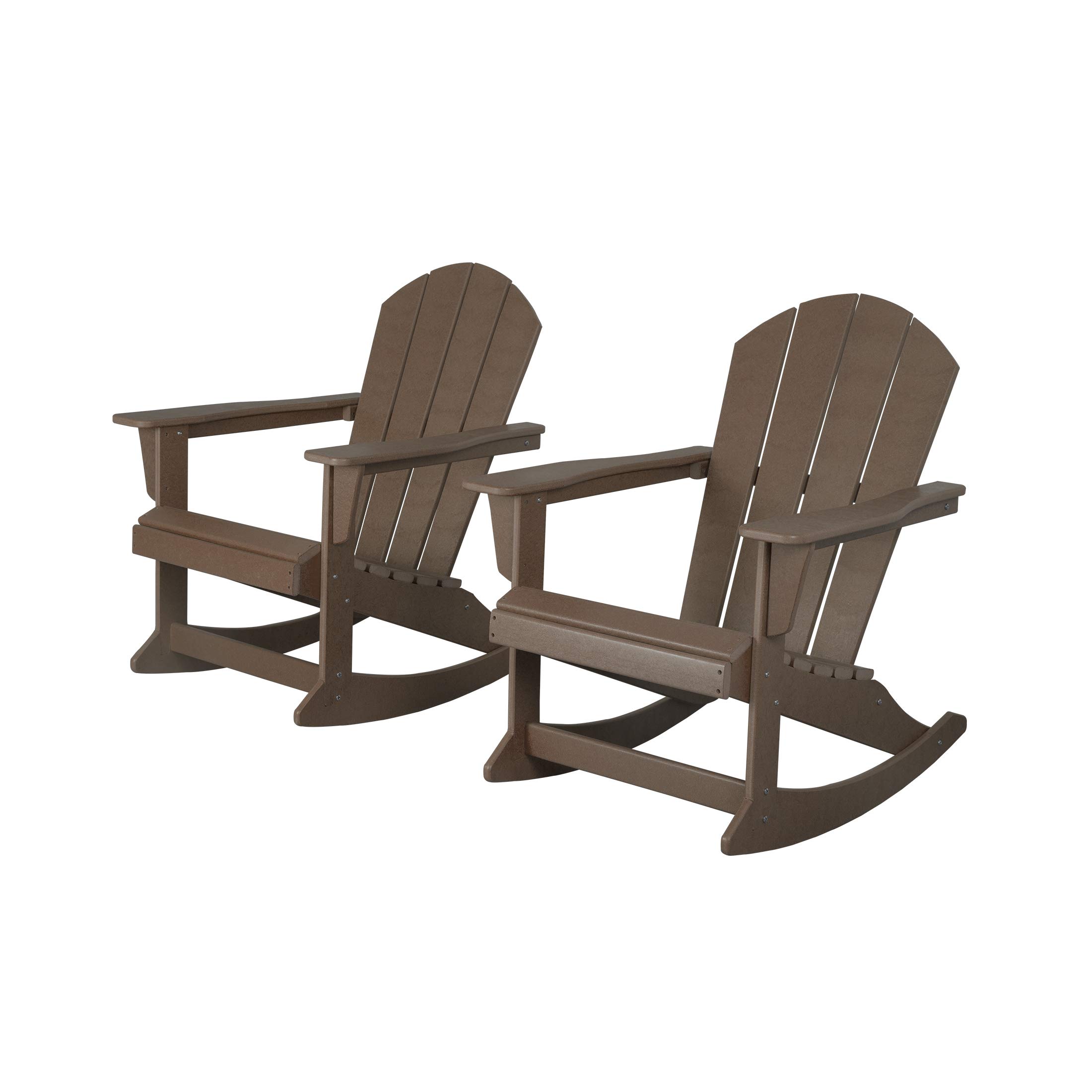 WestinTrends Malibu 2-Piece Outdoor Patio Adirondack Rocking Chair Set (2 Seater) - Durable Polywood Furniture in Dark Brown - Perfect for Backyard, Garden, and Poolside Relaxation
