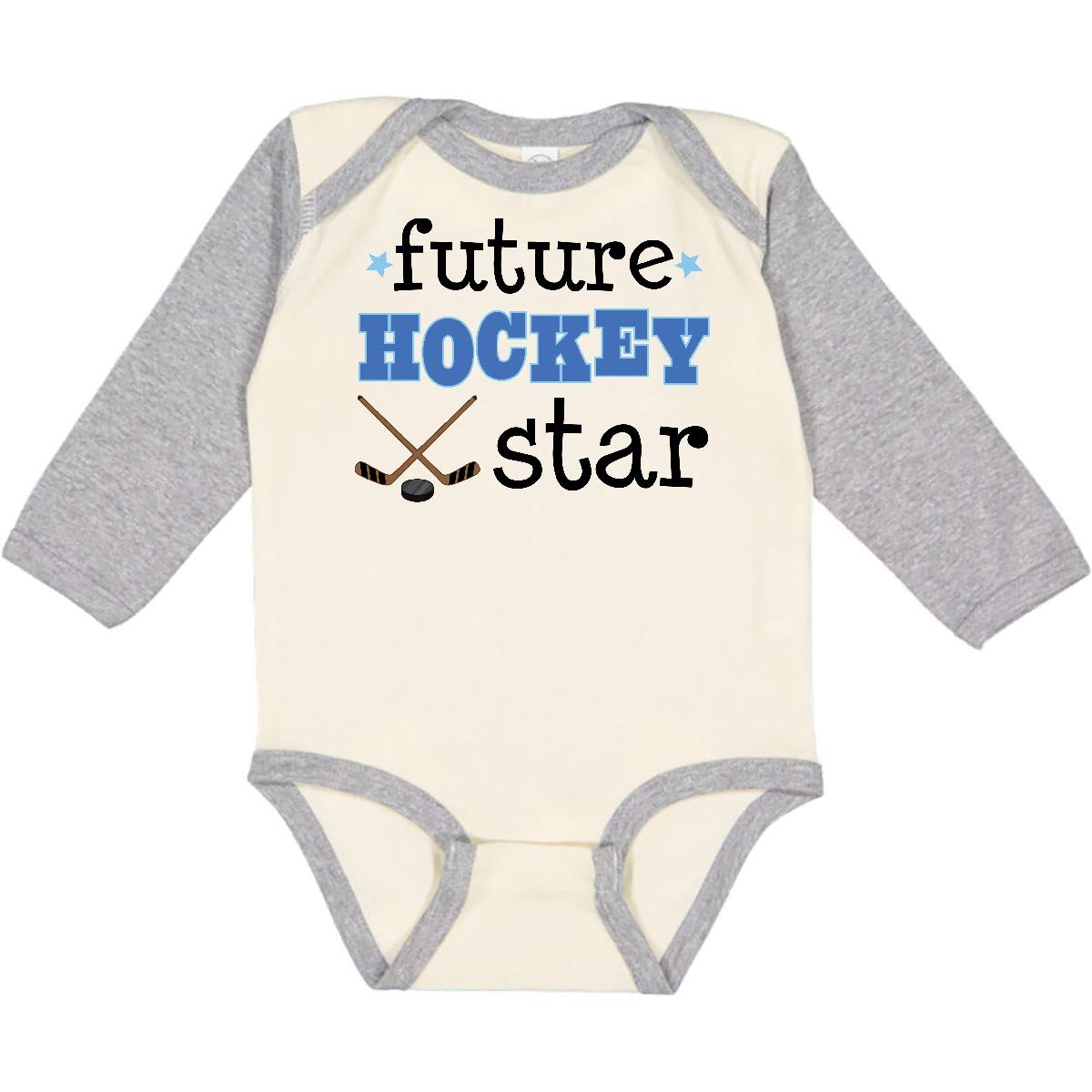 Inktastic Future Hockey Star Sports Long Sleeve Baby Bodysuit - Soft Cotton Creeper for Boys & Girls - Perfect for Hockey Games, Team Spirit & Fan Apparel