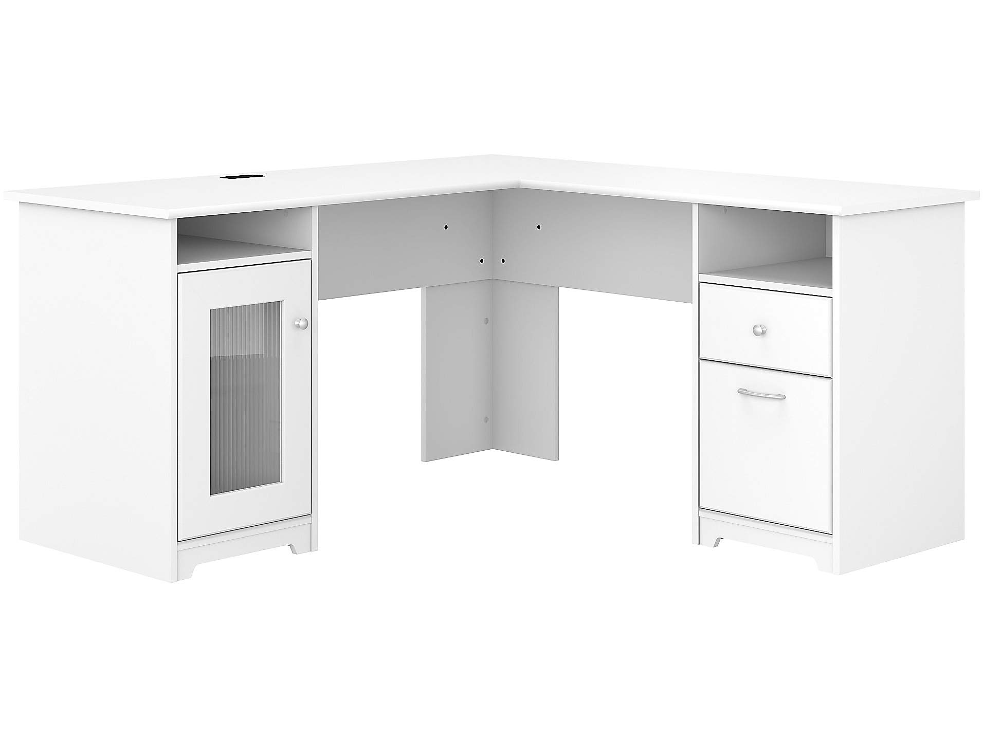 Bush Furniture Cabot L-Shaped Computer Desk in White - Corner Desk with Drawers & Storage for Home Office | Space-Saving Workstation for Small Rooms, Gaming Setup & Remote Work