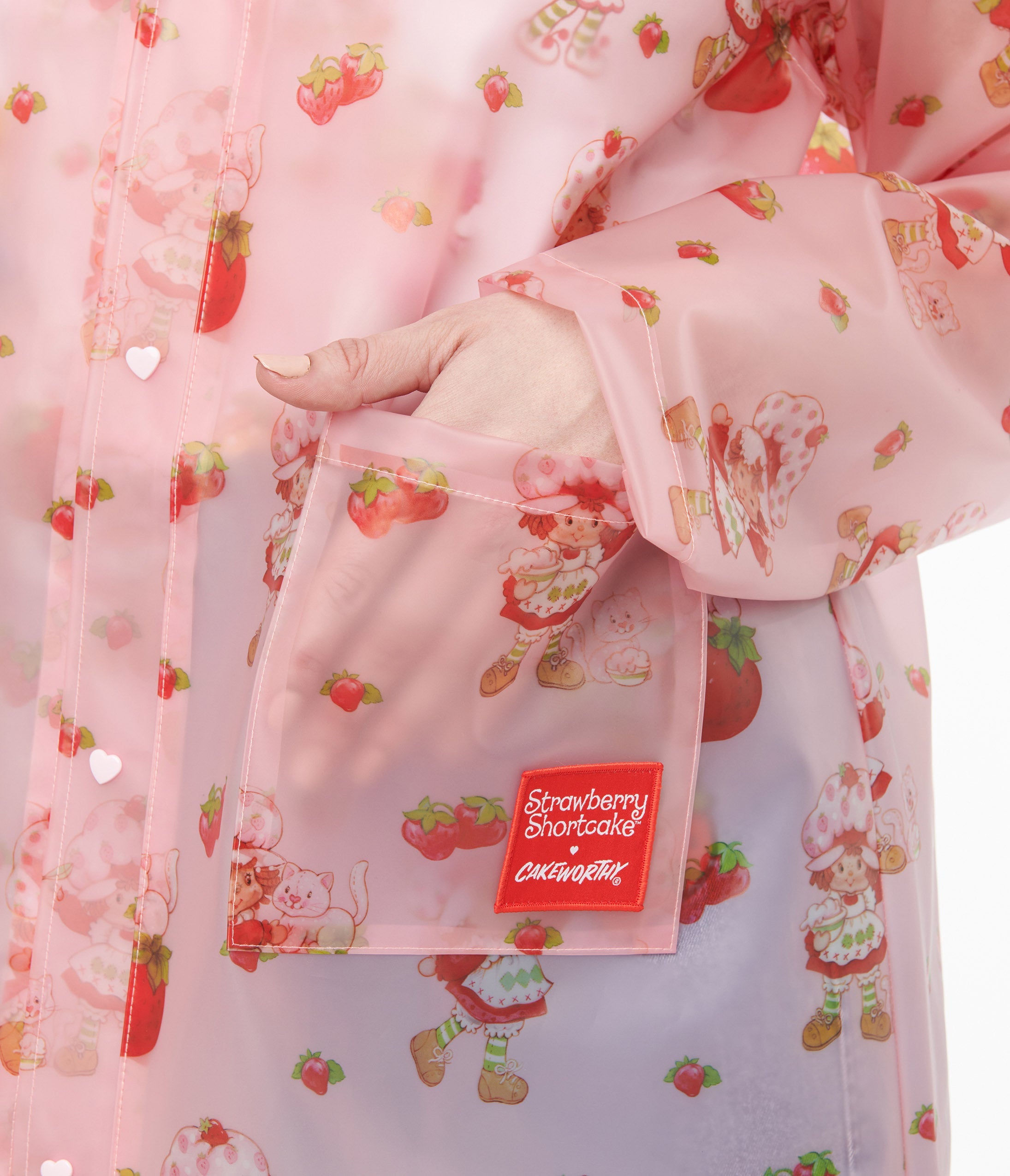 Strawberry Shortcake Rain Jacket for Women - Waterproof Pink & Red Hooded Windbreaker - Perfect for Outdoor Activities, Theme Parties & Cosplay